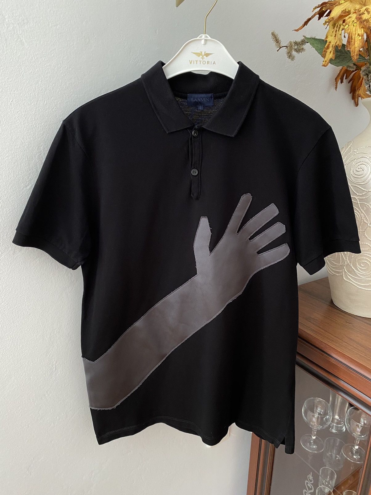 Lanvin Rare Lanvin Black Arm Patched Polo Shirt Size US L / EU 52-54 / 3 - 1 Thumbnail