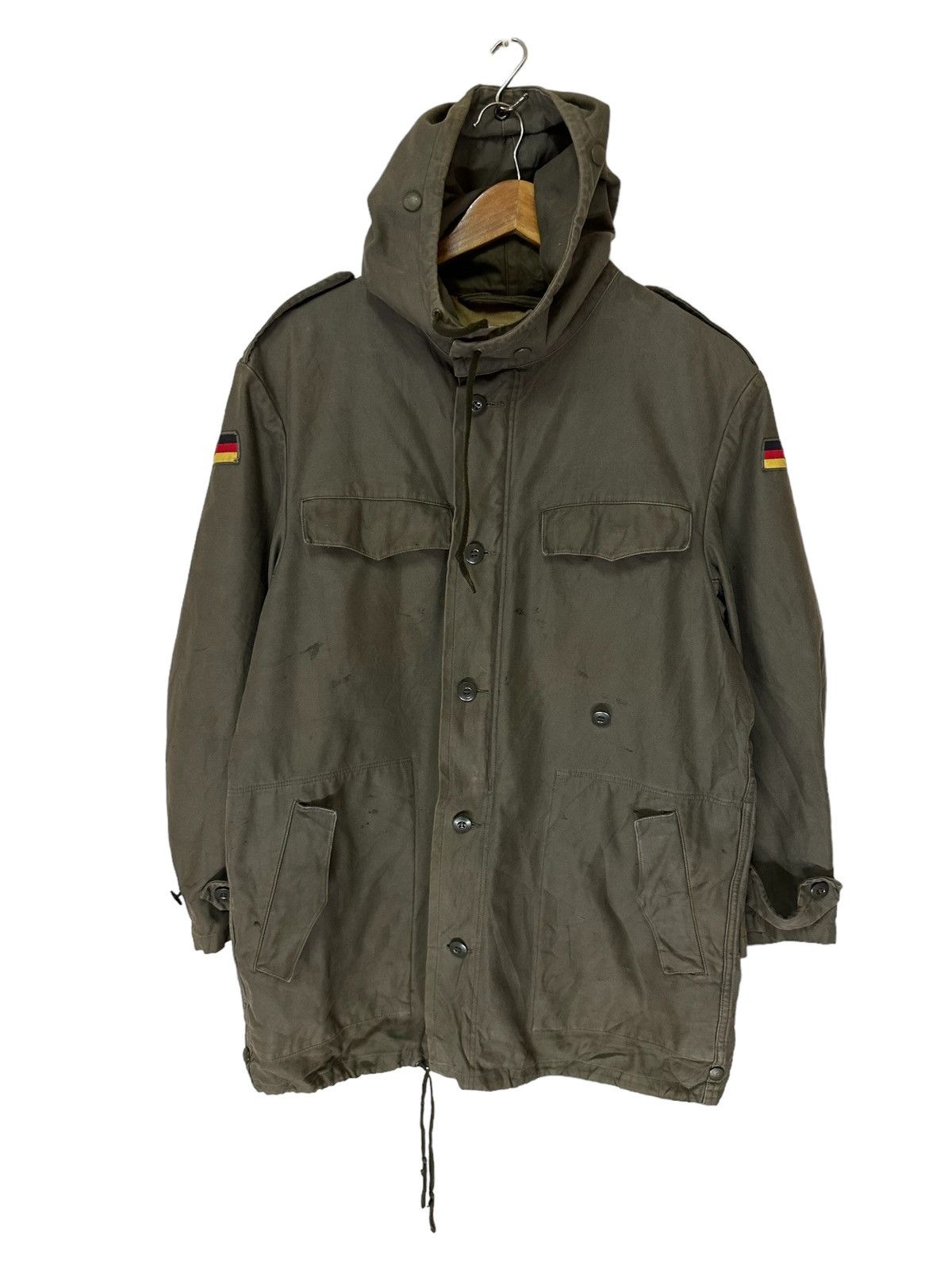 image of 80's Kohler Gmbh German Military Jacket Hoodie in Green, Men's (Size Medium)
