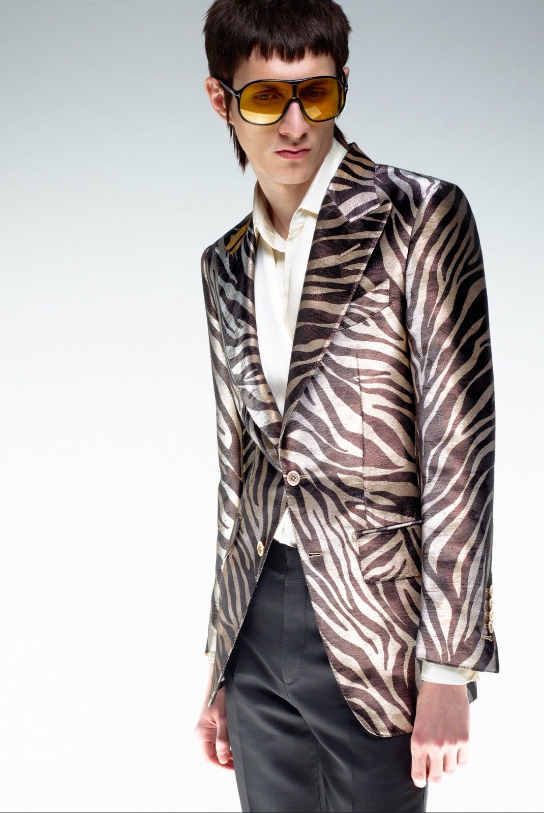 Tom Ford Tom Ford Atticus Zebra Blazer Gold & Black – Made in Italy Size 46R - 5 Thumbnail