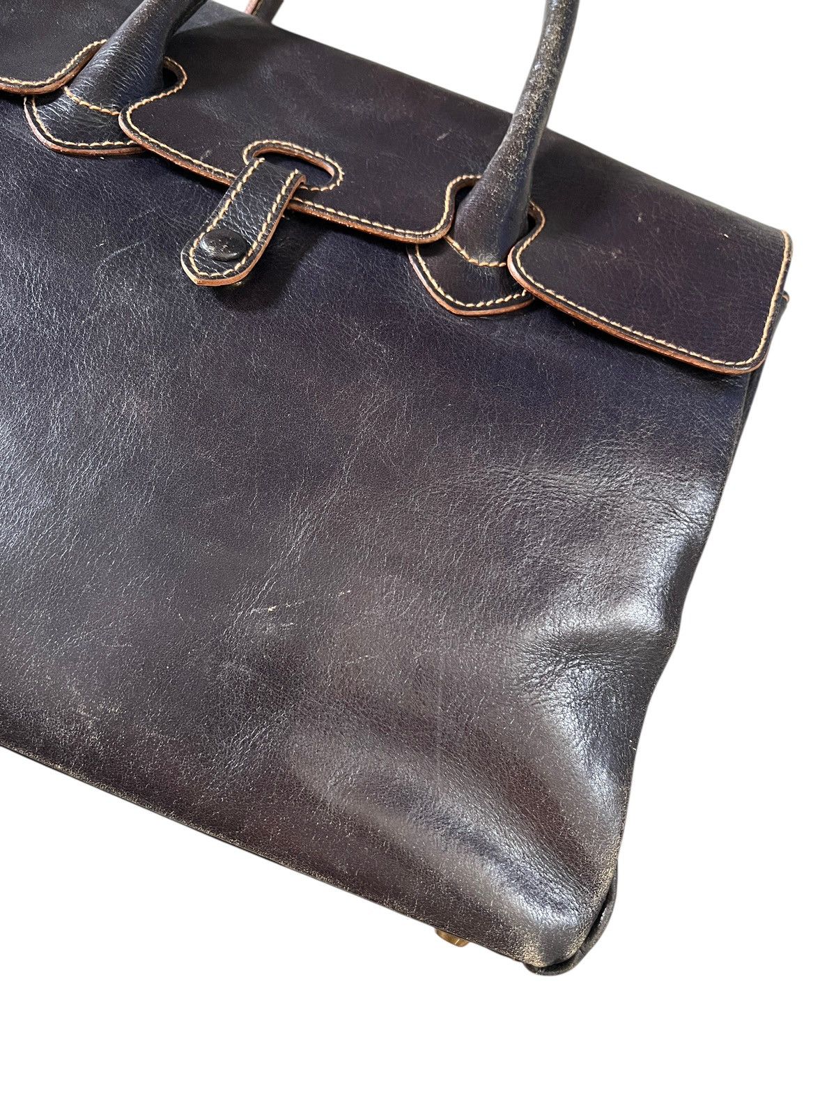 Genuine Leather Vintage Ginza Tanizawa 🇯🇵 Patina Leather Birkin Bag Hermes Size ONE SIZE - 9 Thumbnail