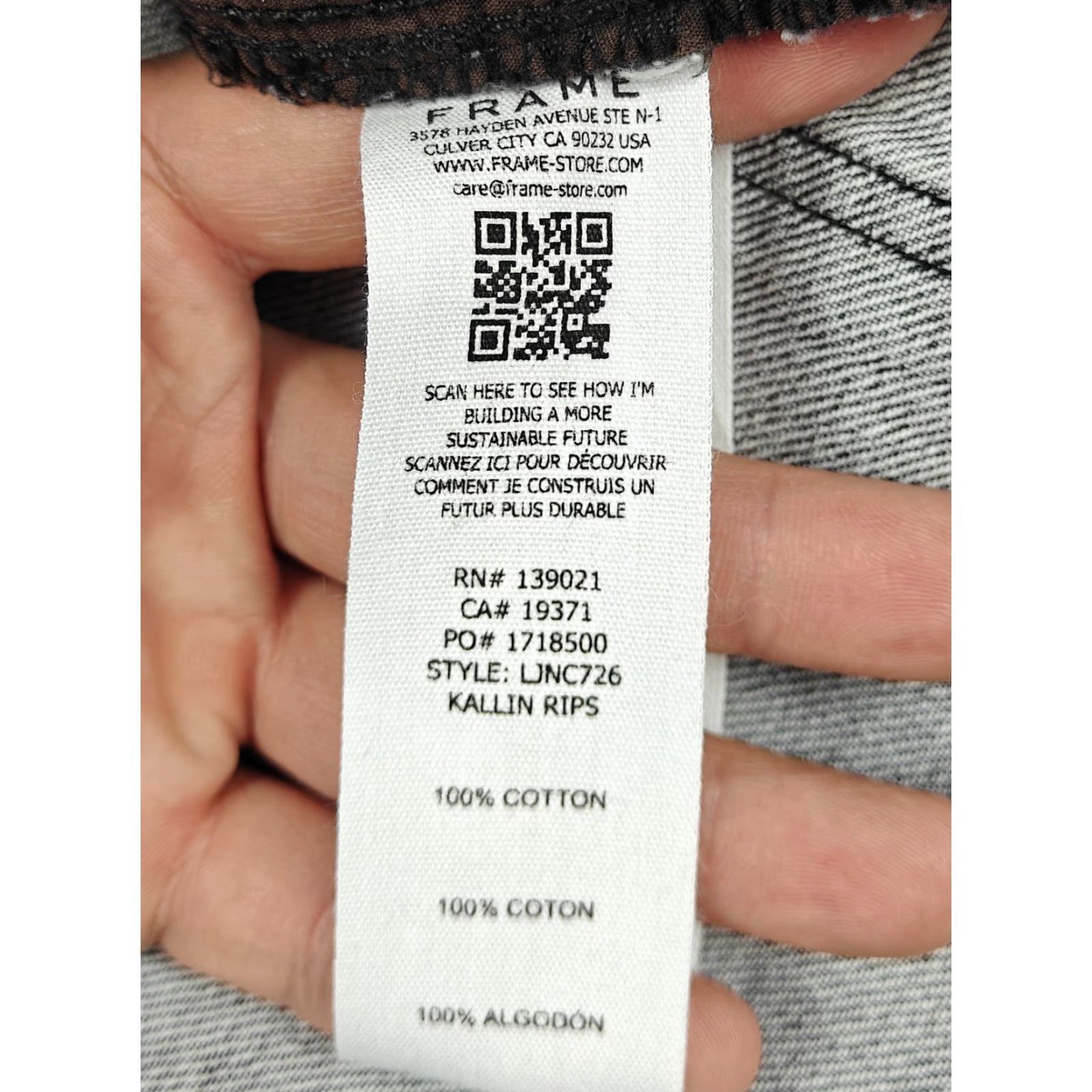 Frame VINTAGE Frame Le Jane Crop Jeans Womens 28 Gray High Rise Straight Distressed Denim Size 28" / US 6 / IT 42 - 4 Thumbnail