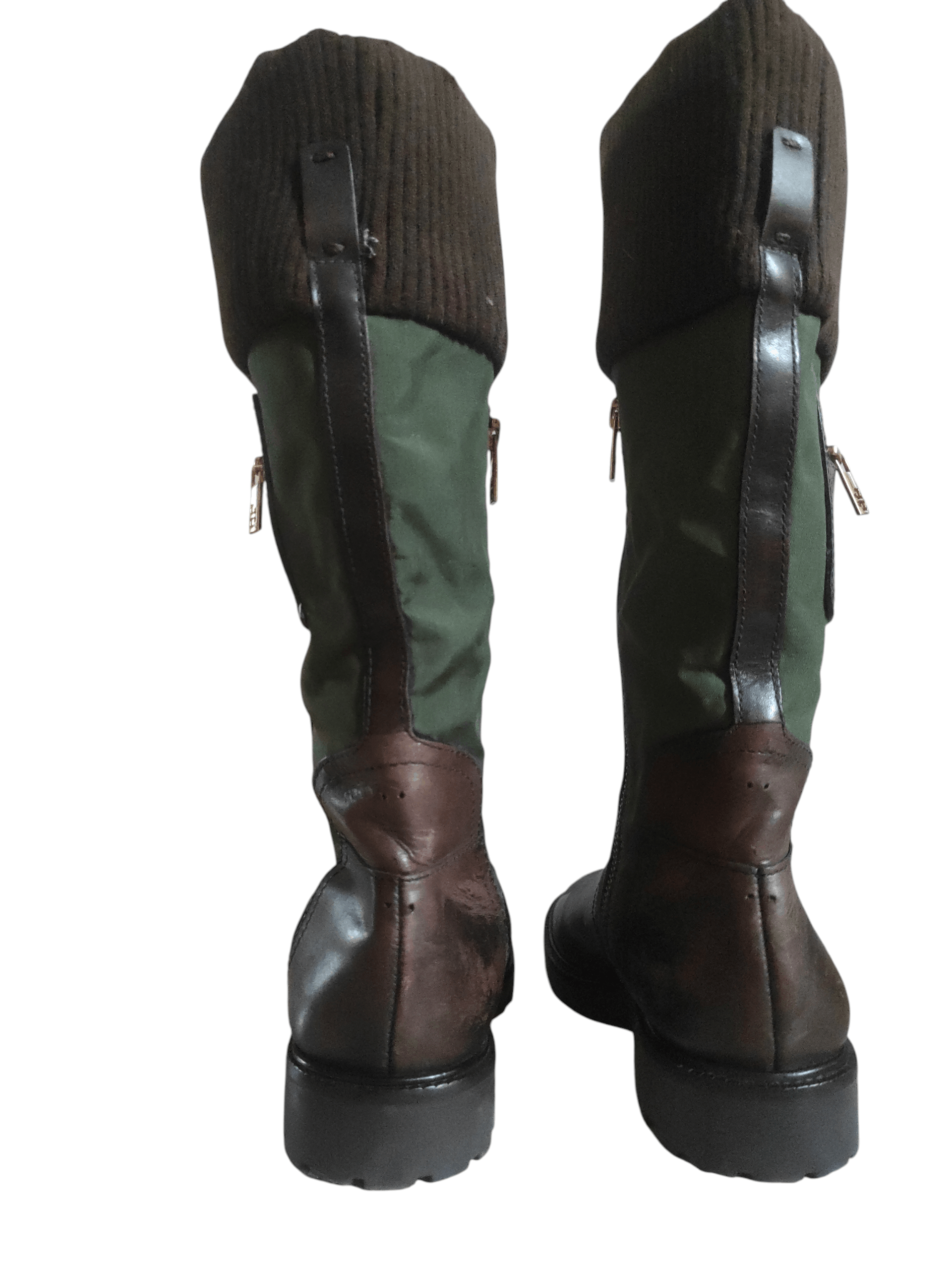 Tory Burch Tory Burch Military Green & Brown Leather Riding Boots. Size US 7.5 / IT 37.5 - 3 Thumbnail