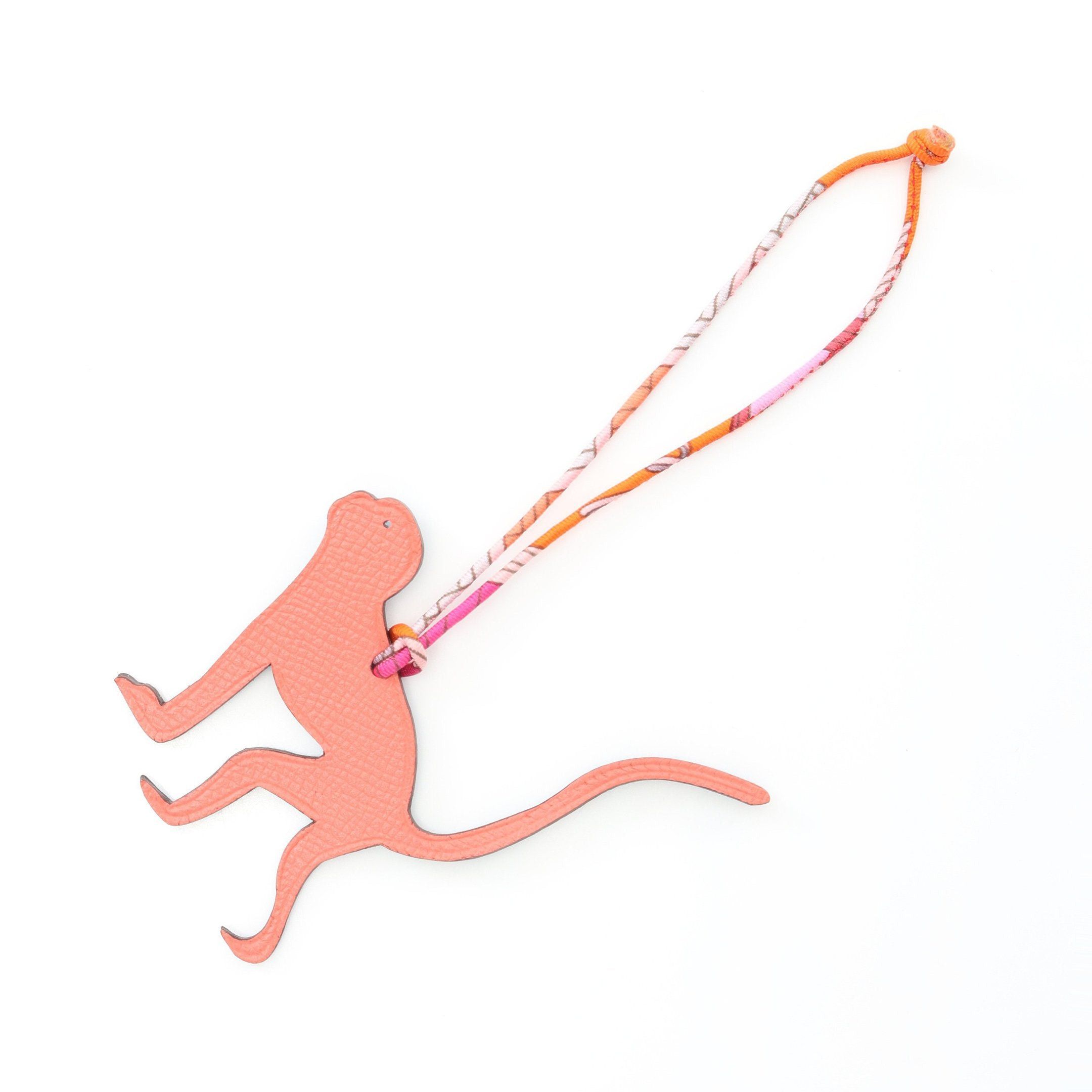 Hermes Petite Ash Bag Charm Monkey Veau Epsom Coral Pink Blue Green