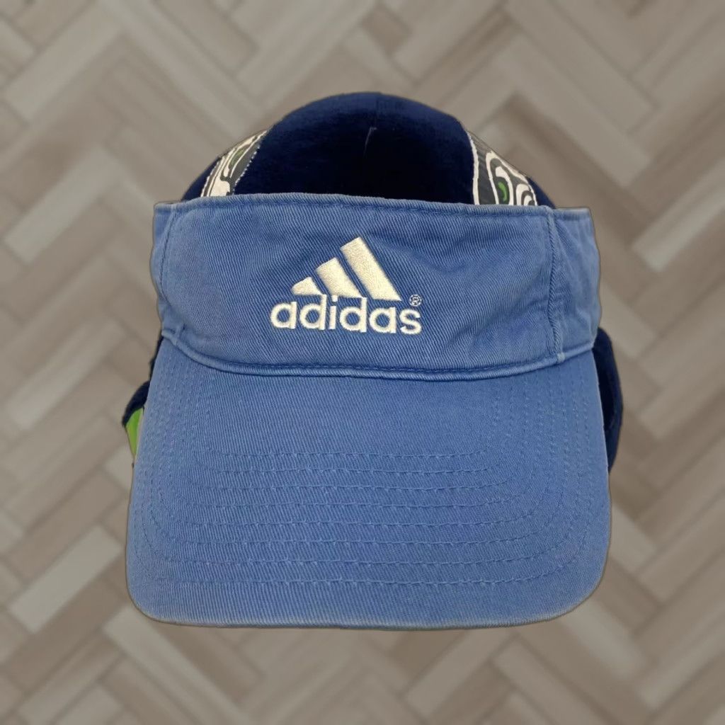 Adidas Adidas Logo Visor Hat One Size Blue Cotton Blend Adjustable Casual Sportswear Mens Size ONE SIZE - 1 Thumbnail
