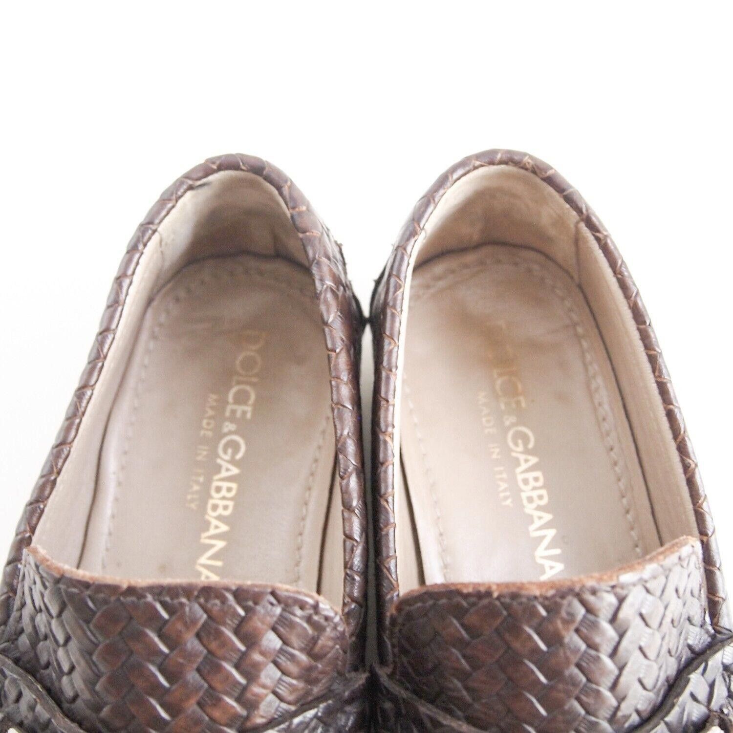 Dolce & Gabbana Dolce Gabbana Logo Loafers Brown Braided Leather EU 40 US 7 Size US 7 / EU 40 - 4 Thumbnail