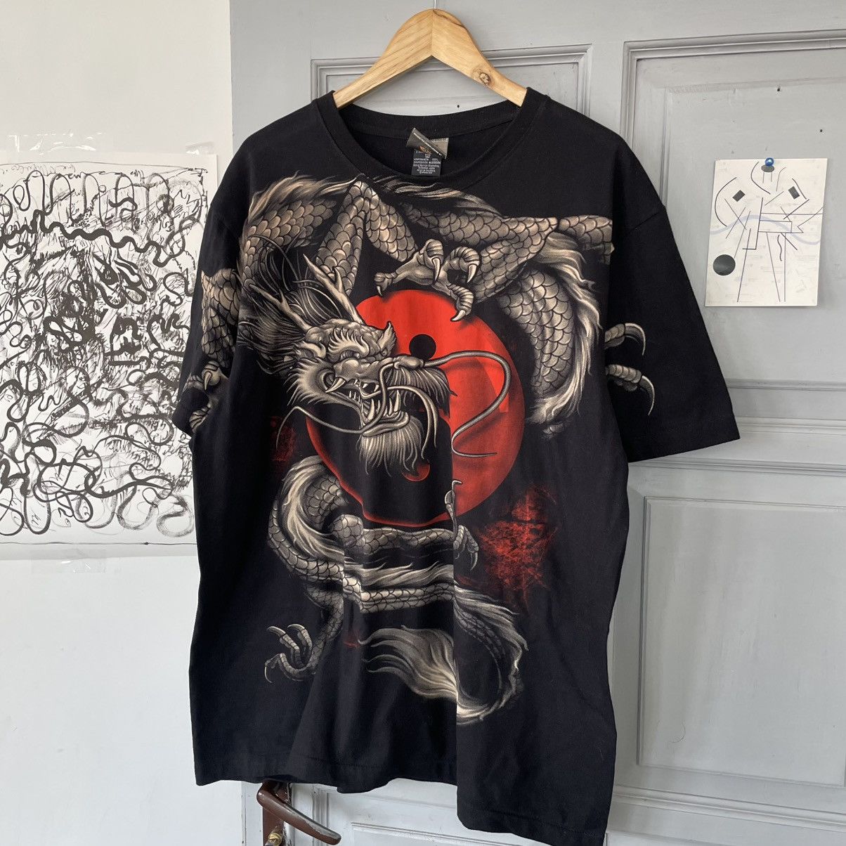 Japanese Brand × Vintage Vintage 90’s Yin Yang Dragon All Over Print Y2K Size US XL / EU 56 / 4 - 1 Thumbnail