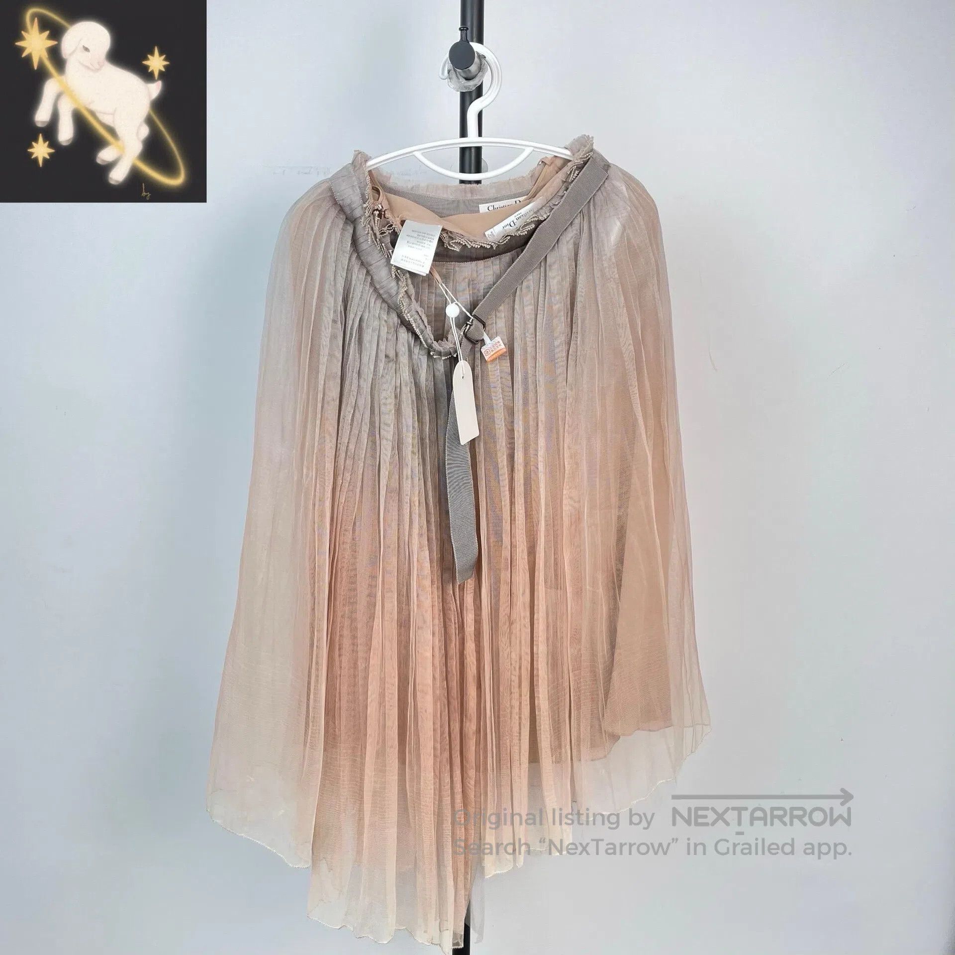 Dior Dior Lotus pink double-layer mesh long half-skirt| Size 35" - 1 Thumbnail