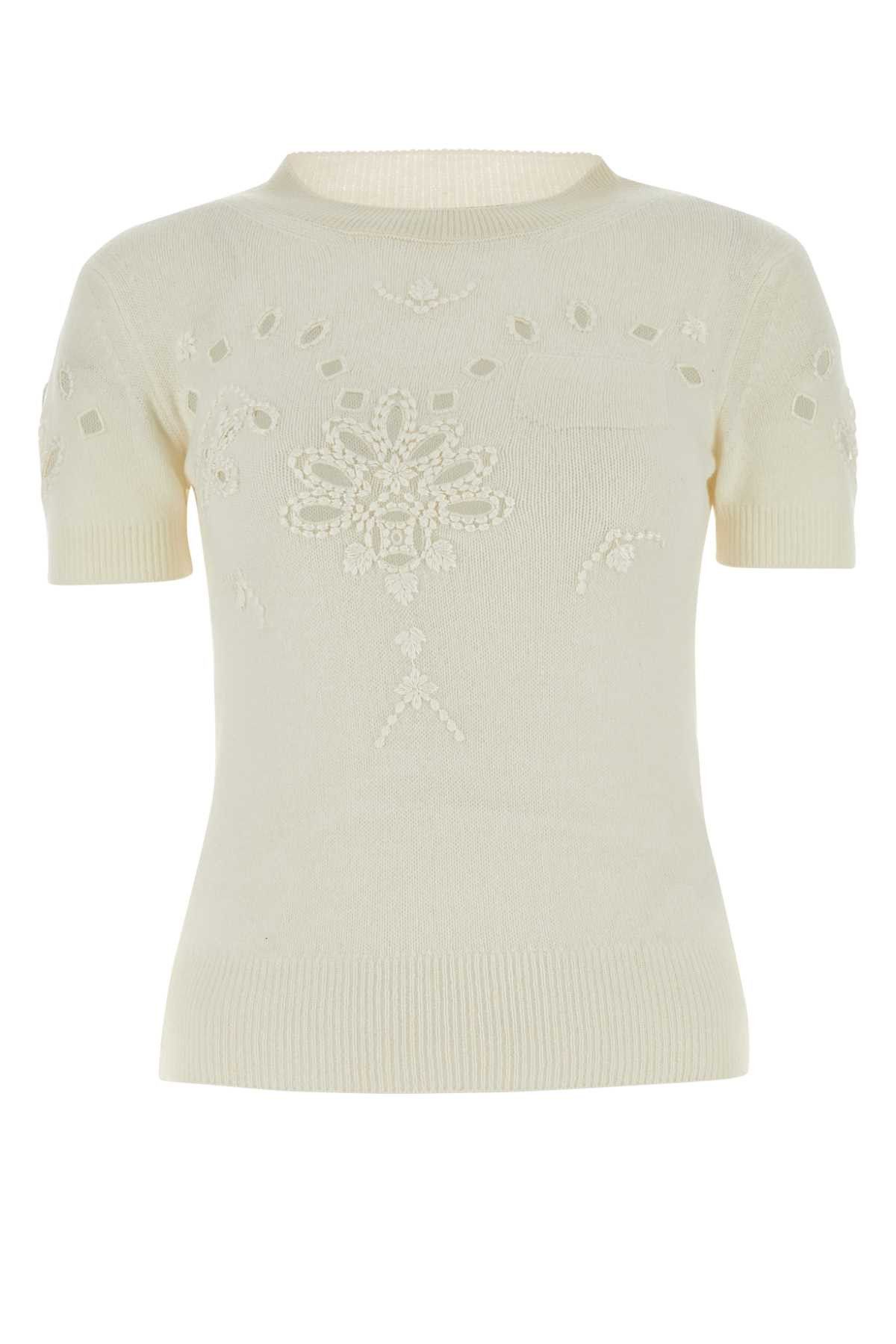 image of Ermanno Scervino Ivory Cashmere Sweater in White, Women's (Size Large)