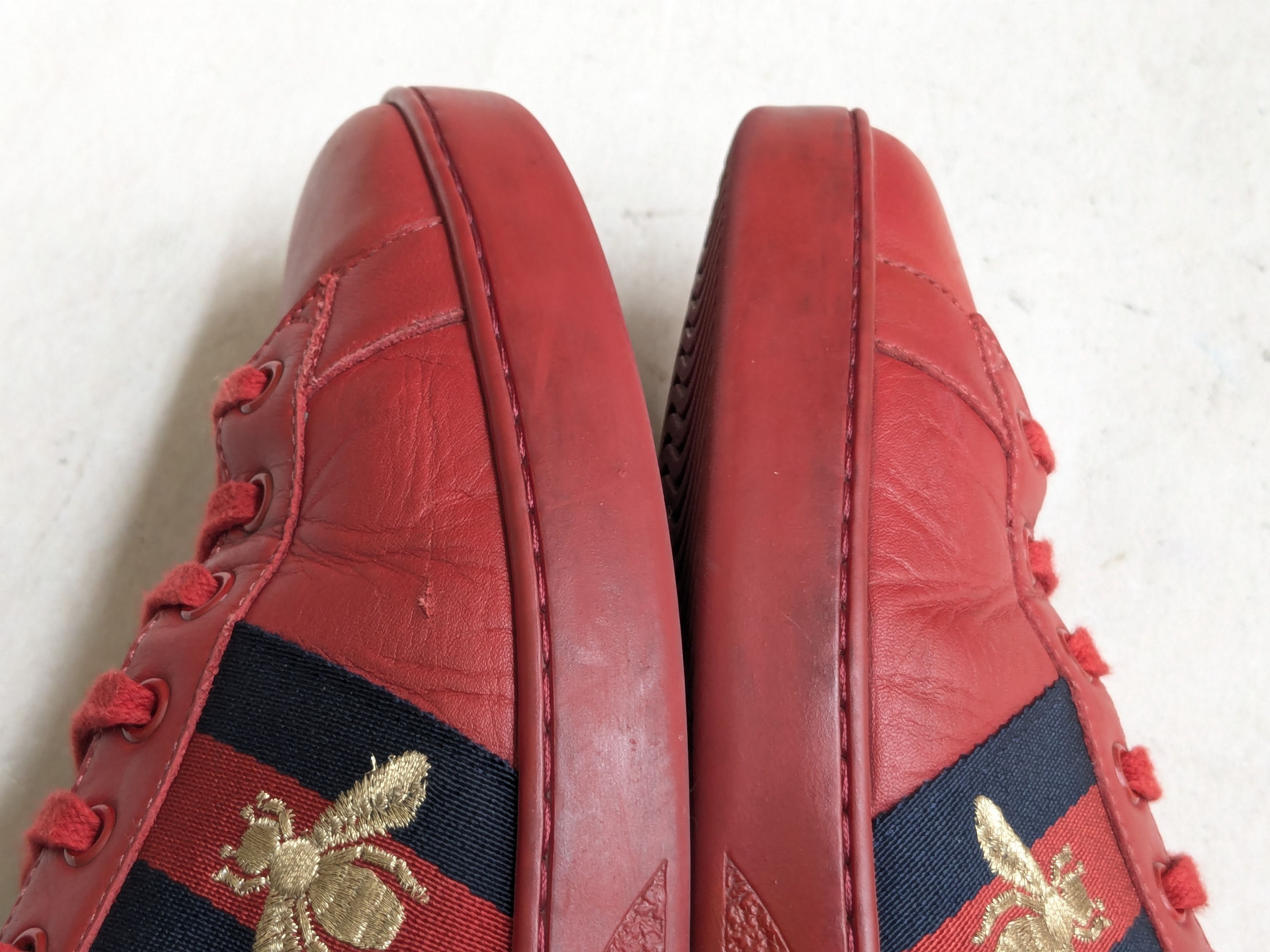 Gucci Gucci Ace Sneakers Red Bee Leather Low Tops Size US 12.5 / EU 45-46 - 9 Thumbnail