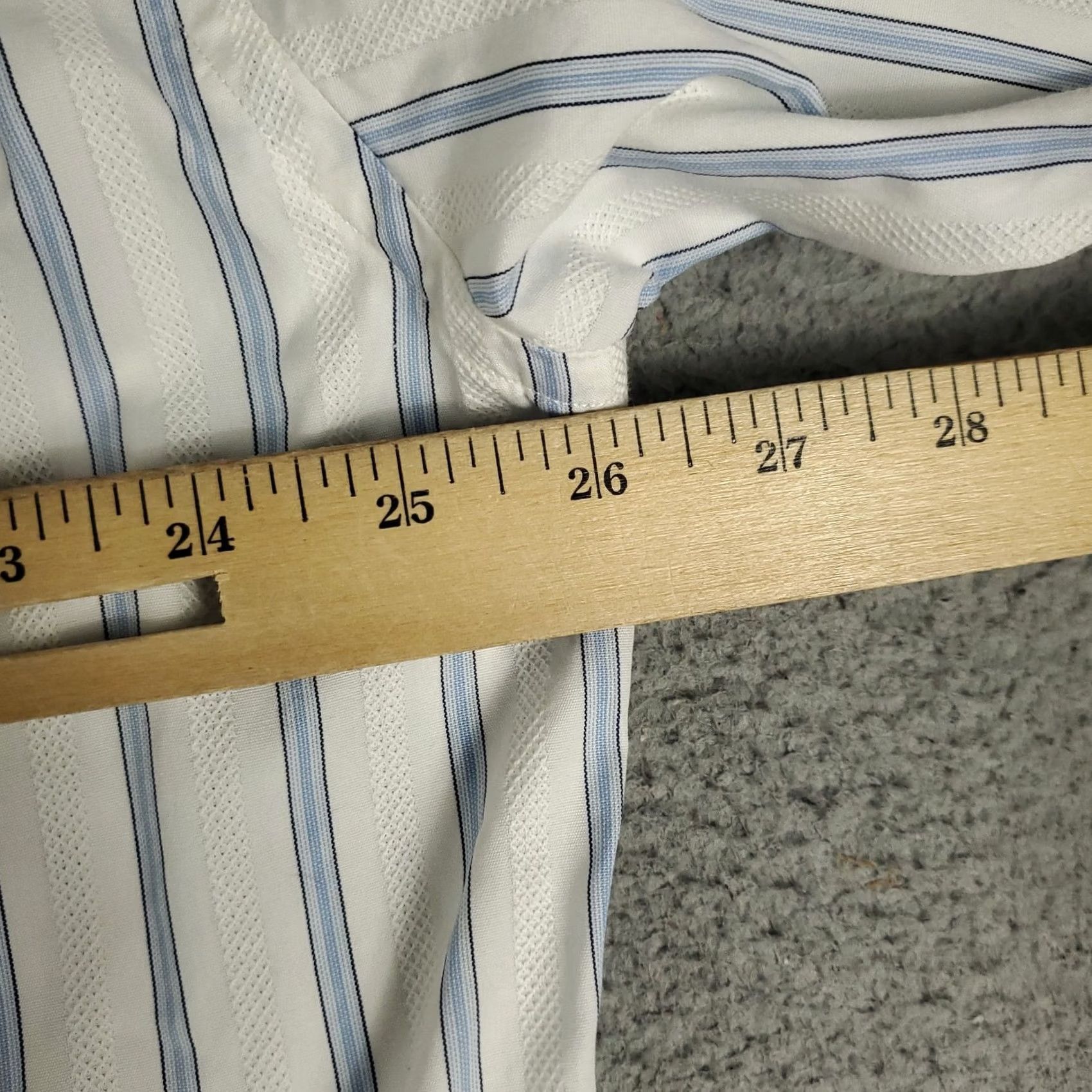 Faconnable Faconnable Dress Shirt Mens Size 17 White Blue Striped Button Up French Cuff Size 46R - 5 Thumbnail