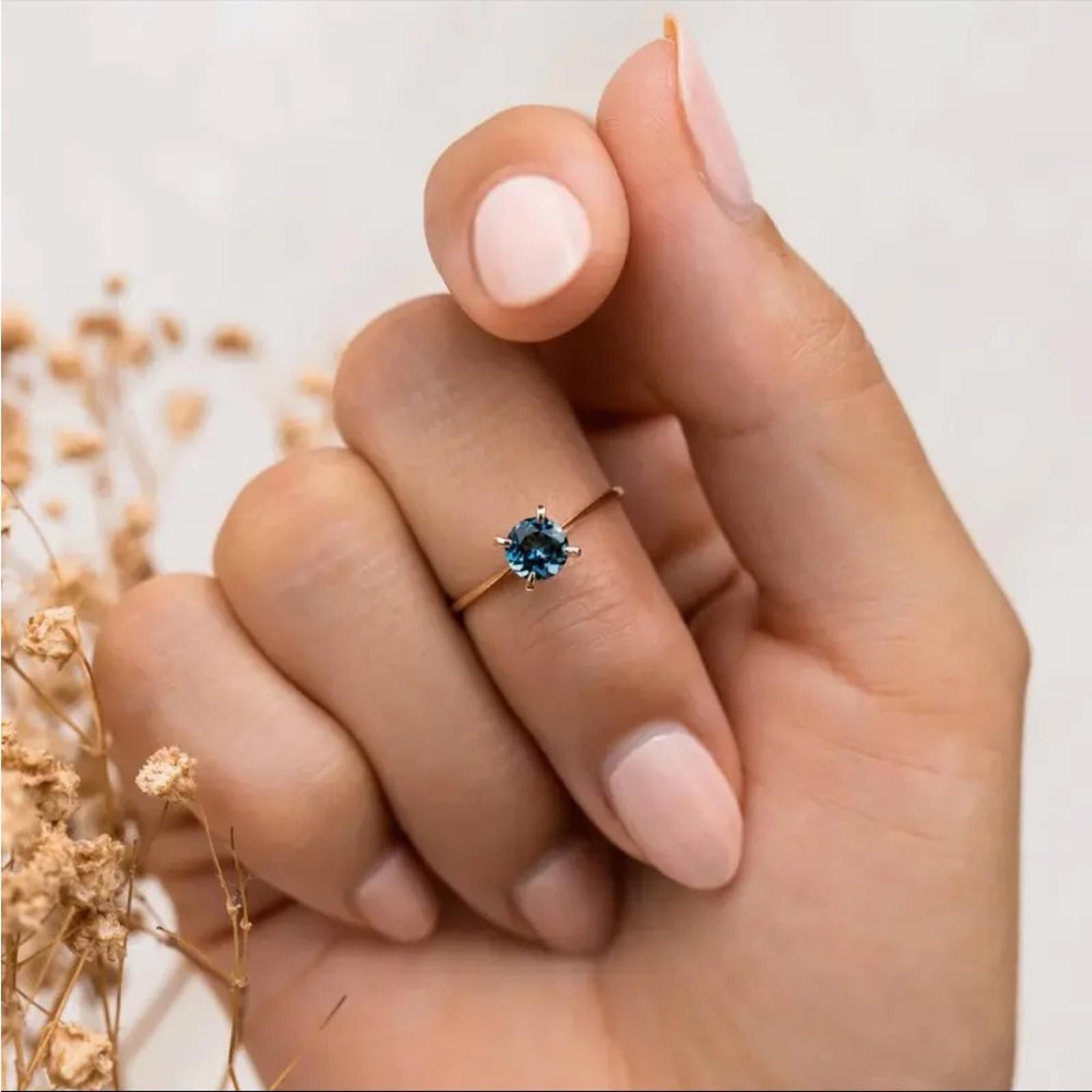 Designer Gold Plated Blue Topaz Ring Size 6 Size ONE SIZE - 2 Thumbnail