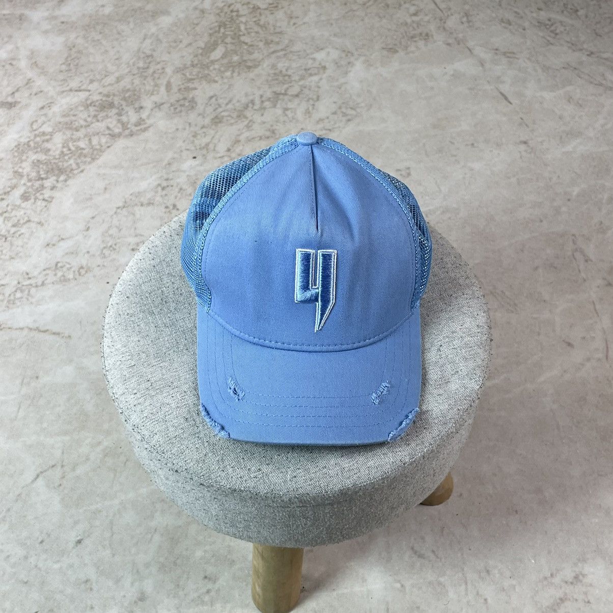 Other Yelir World Y Logo Baby Blue Distressed Trucker Cap Size ONE SIZE - 1 Thumbnail