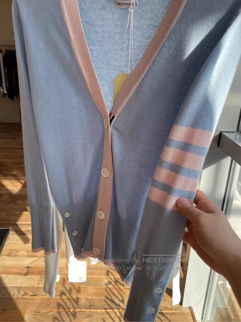 Thom Browne Thom Browne Blue Four Striped Pure Cashmere Cardigan Size XS / US 0-2 / IT 36-38 - 3 Thumbnail