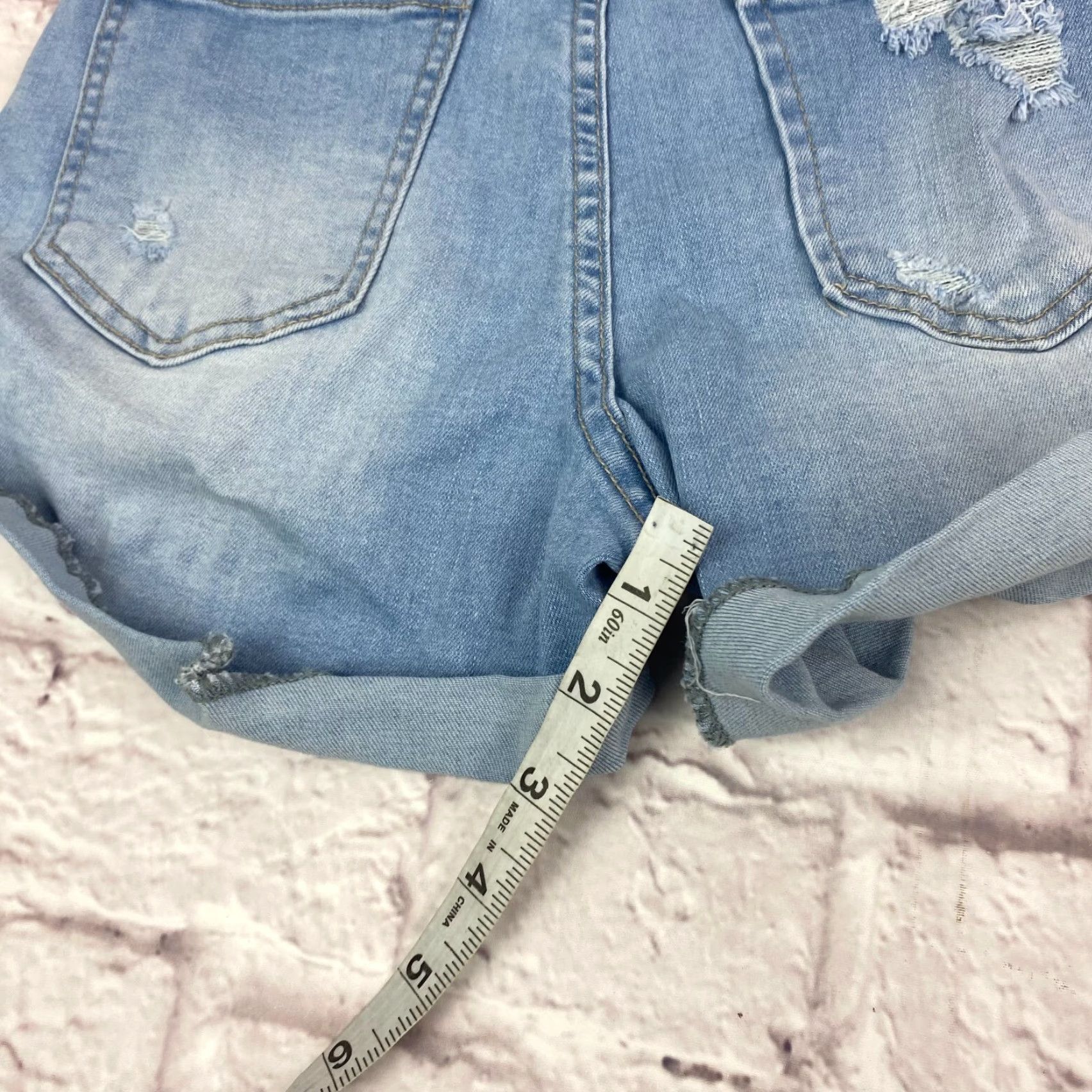 Denime WAX Jean Shorts Denim Teens Size M Mid Rise Distressed Light Wash Blue Size 32" / US 10 / IT 46 - 7 Thumbnail