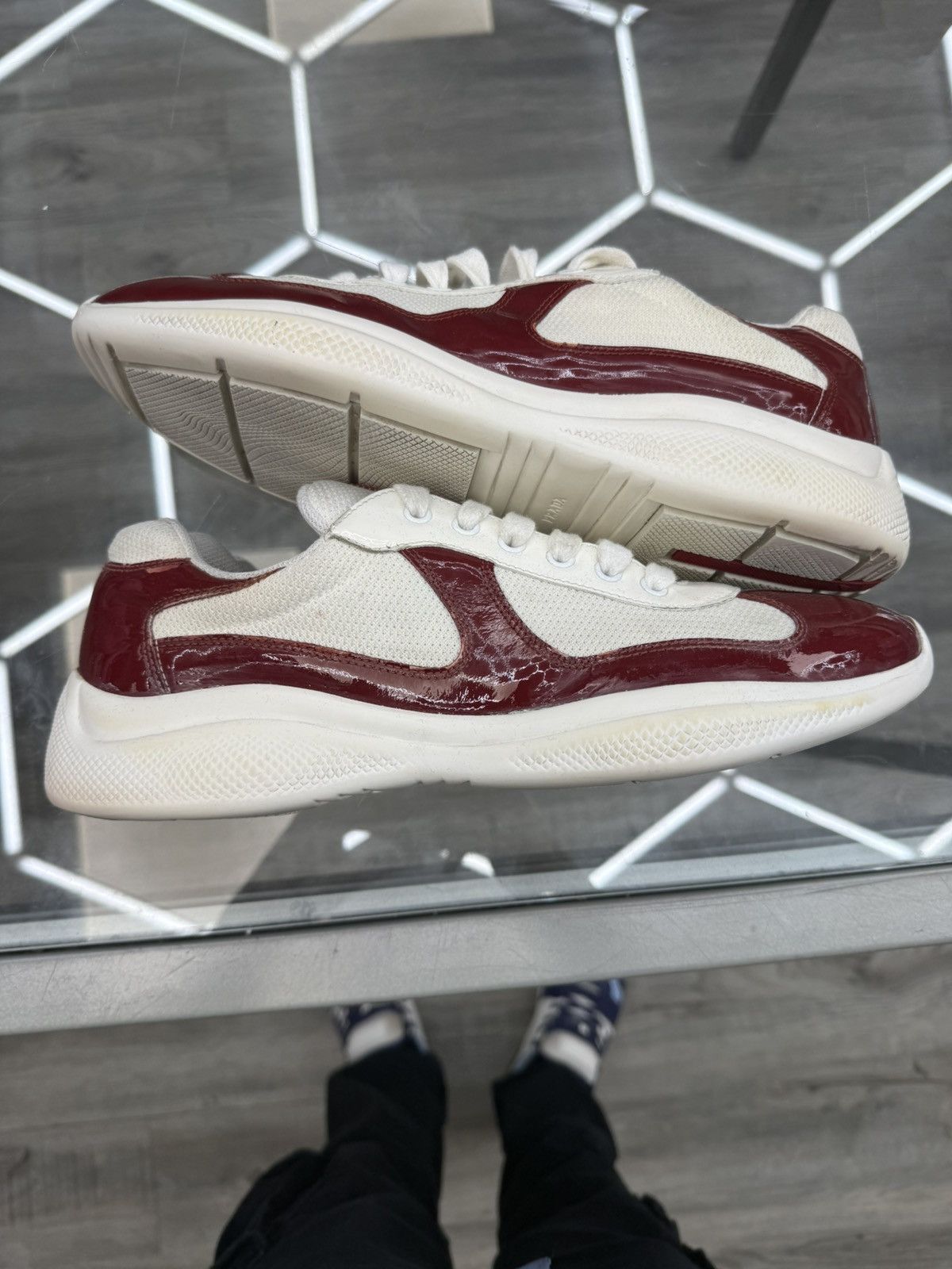 Prada Prada Cup Sneakers - Maroon/White Size US 10.5 / EU 43-44 - 4 Thumbnail
