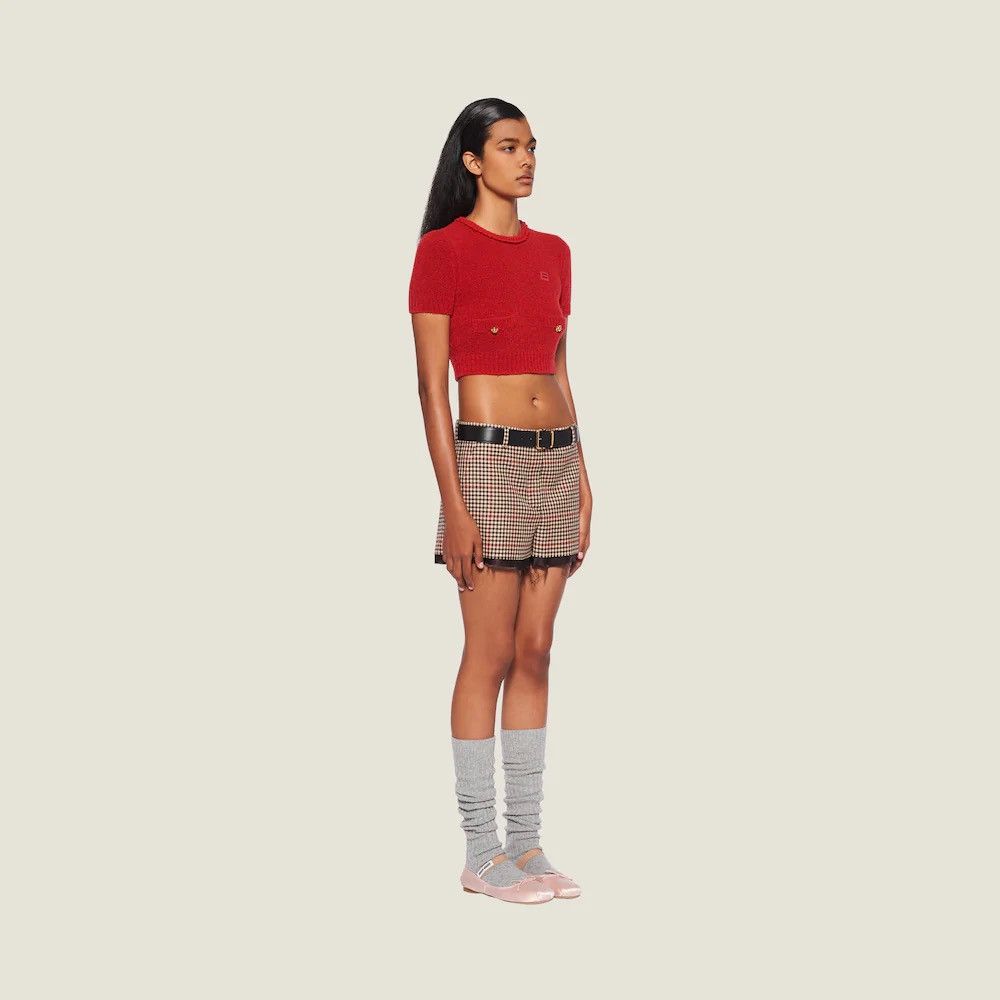 Miu Miu MIU MIU Red Knit Pull Over Short Sleeve Wool Sweater Top Size XS / US 0-2 / IT 36-38 - 3 Thumbnail