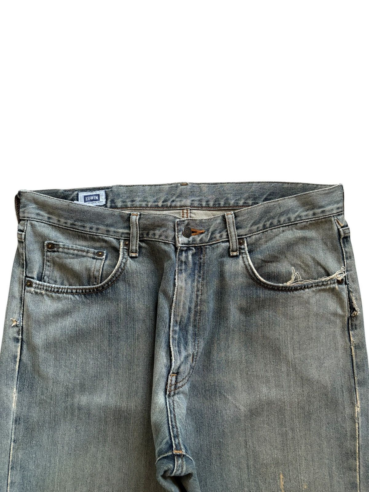 Edwin Vintage Japanese Edwin Rusty Mud Wash Ripped Baggy Jeans Size US 36 / EU 52 - 4 Thumbnail