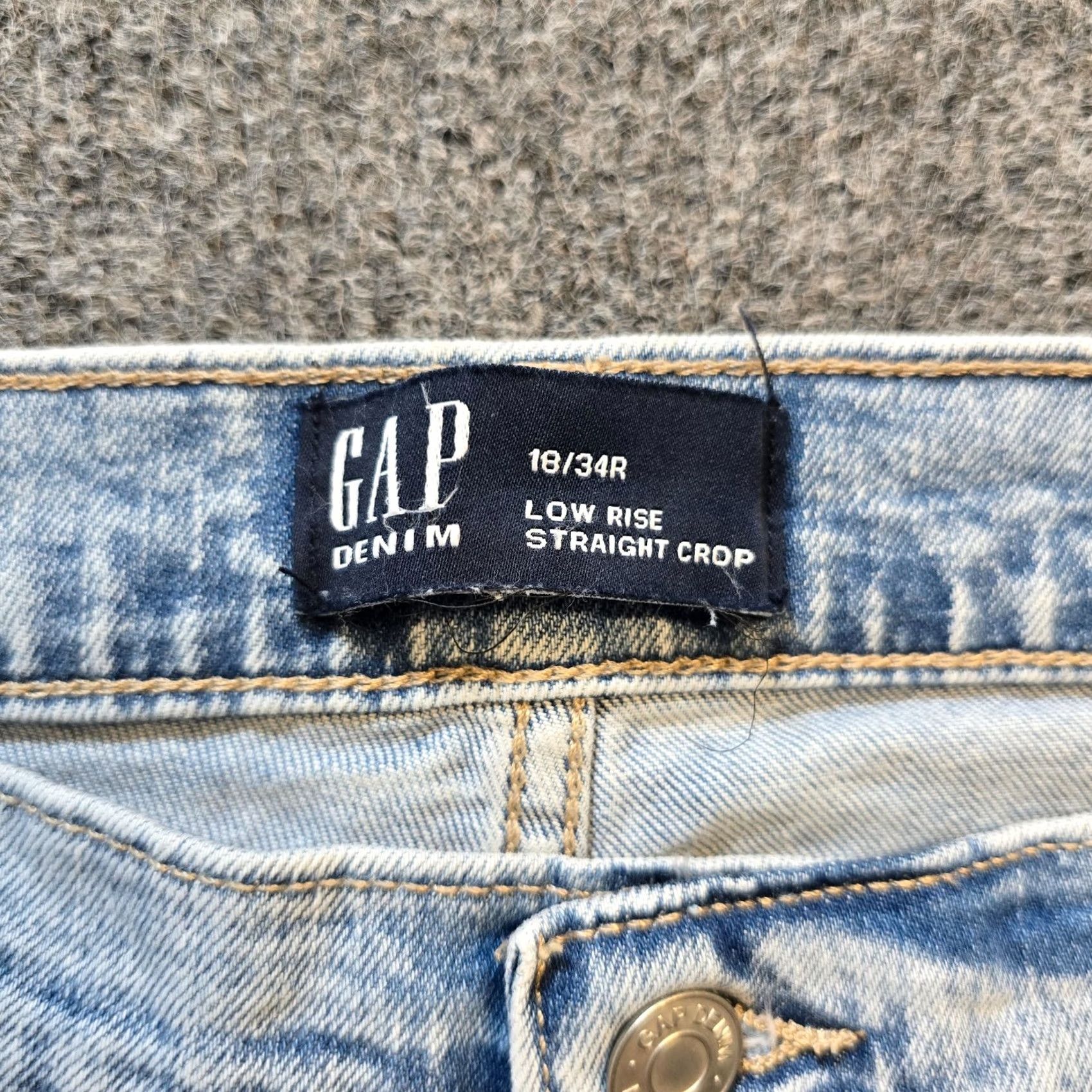 Gap GAP Jeans Women Size 18 Blue Low Rise Straight Crop Distressed Light Wash Casual Jeans - 5-Pocket Denim Inseam 27 in Size 40" / US 18 - 4 Thumbnail