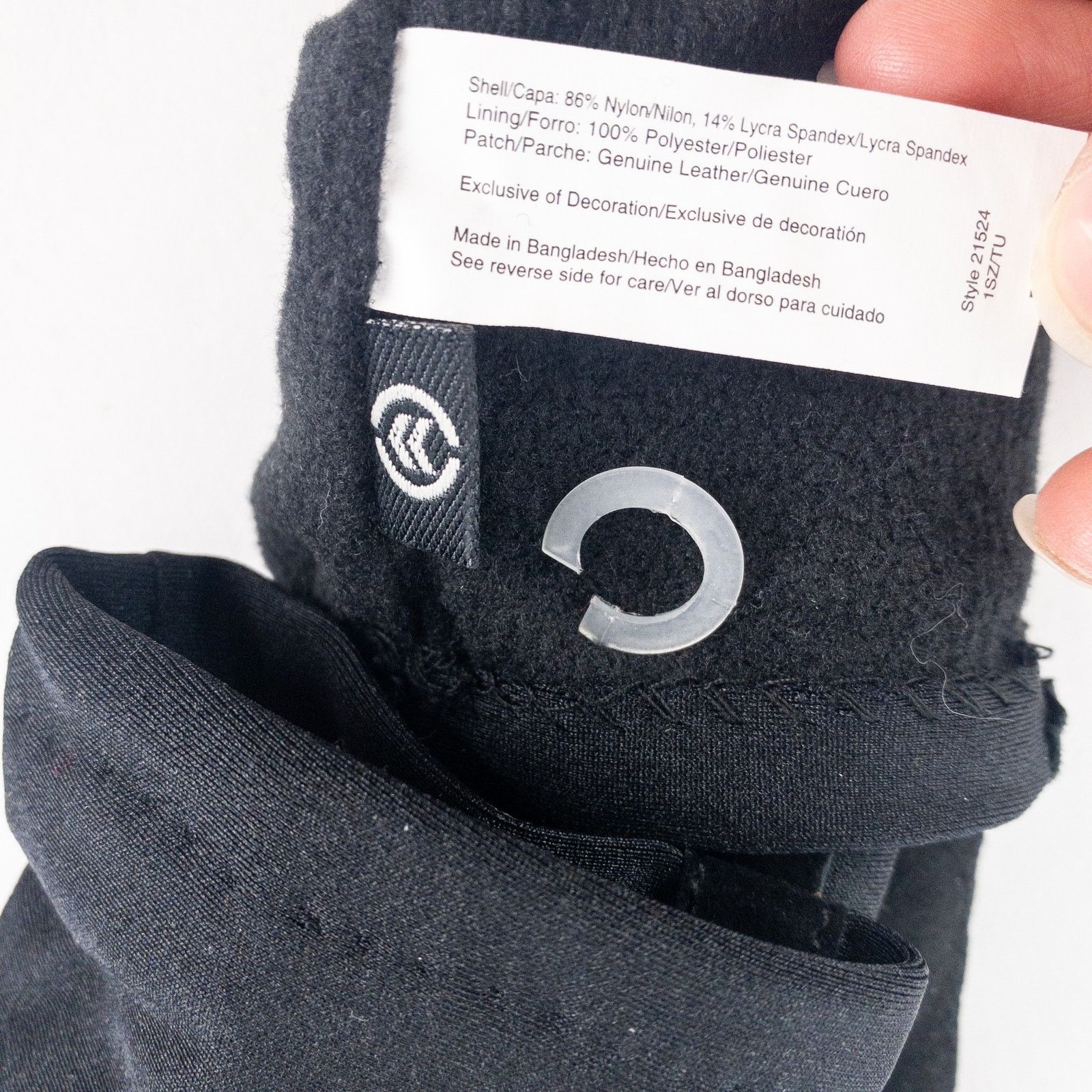 Other Totes Black Leather Patch Nylon Gloves Womens Small 6 Size ONE SIZE - 11 Thumbnail