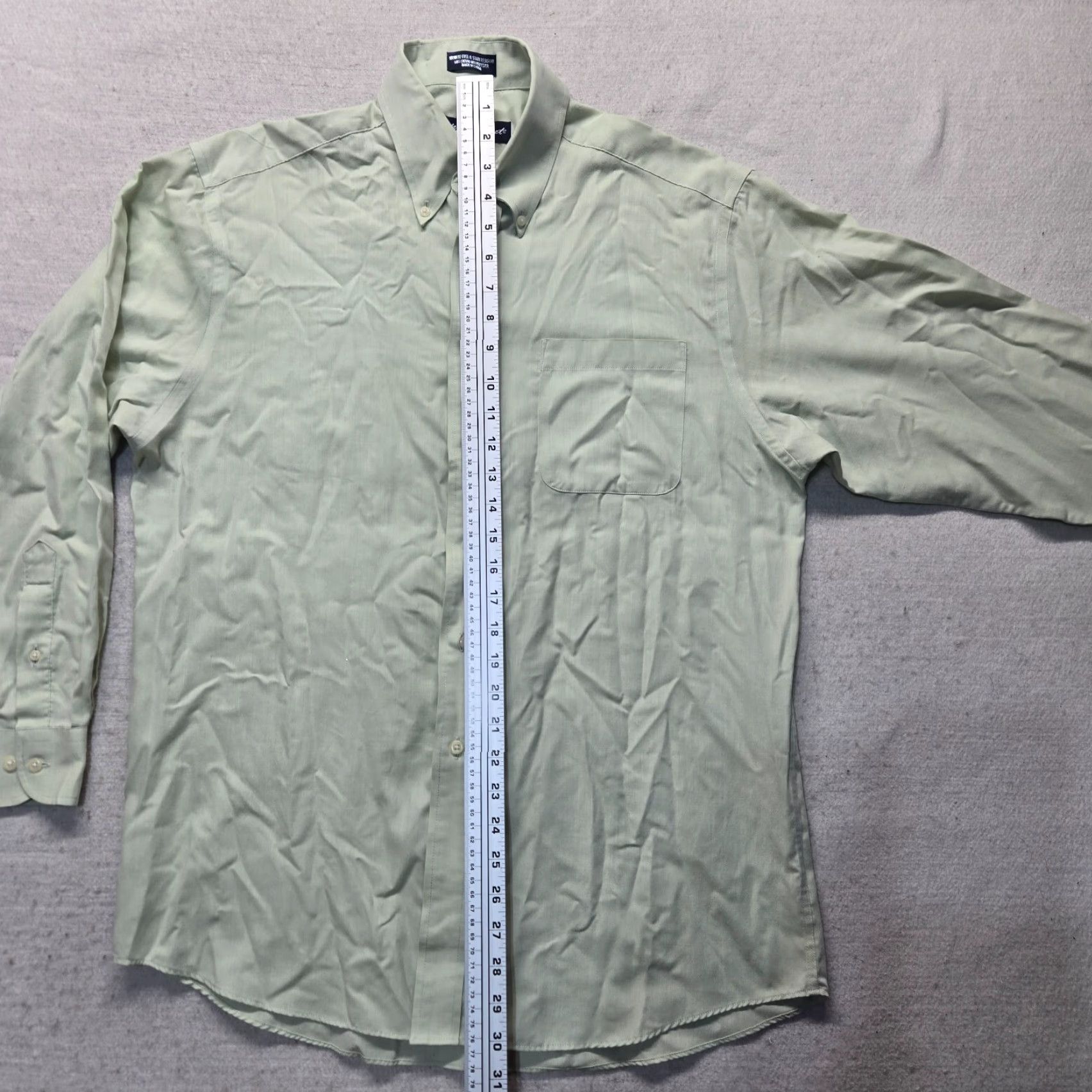 Vintage Meeting Street Shirt Adult Men 15.5 32/33 Button-Down Green Long Sleeve Solid Cotton Blend Dress Shirt Mens Size US M / EU 48-50 / 2 - 6 Thumbnail