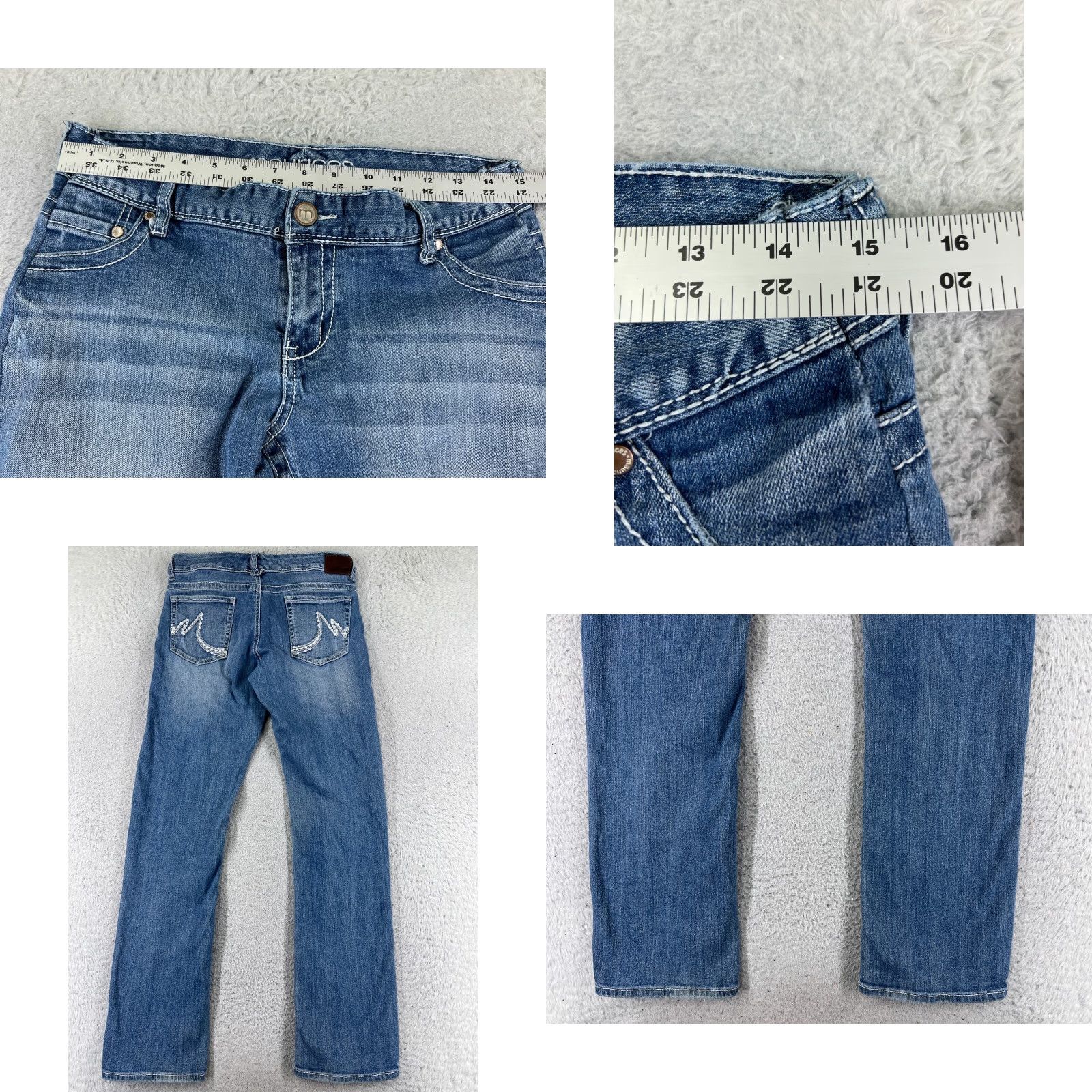 Vintage Maurices Jeans Womens 28 Blue Denim Cotton Mid Rise Bootcut Western 28x33 Regular Stretch Machine Washable Medium Blue Women's Jeans Western 90s? Size 30" / US 8 / IT 44 - 9 Thumbnail
