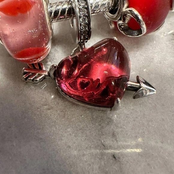 pandora Pandora Genuine Silver SLIDER Chain Bracelet, Love Heart Kis Size ONE SIZE - 6 Thumbnail