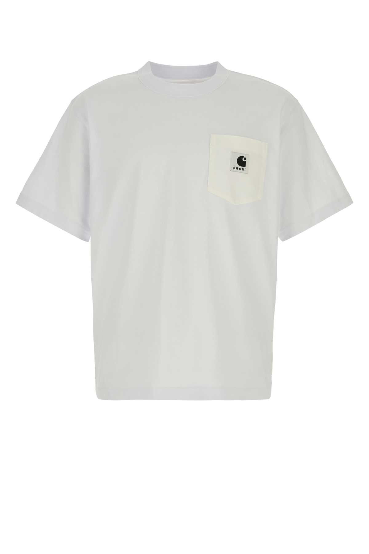 Sacai White Cotton Sacai X Carhartt Wip T-Shirt Size US S / EU 44-46 / 1 - 1 Thumbnail