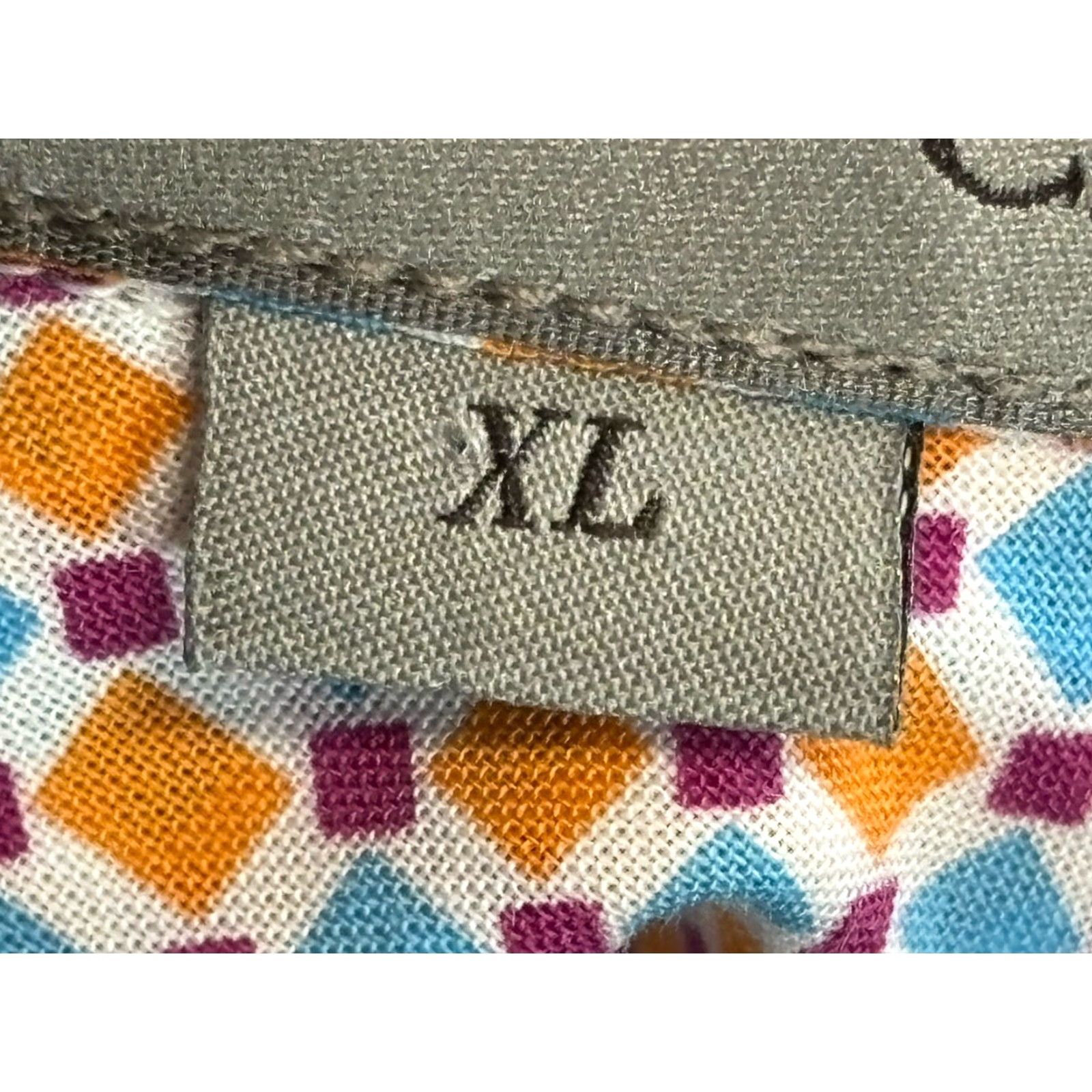 Canali Canali Button-Up Shirt Mens XL Blue Orange Cotton Made In Italy Geometric Pattern Classic Designer Italian Western Preppy Regular Fit Size US XL / EU 56 / 4 - 6 Thumbnail