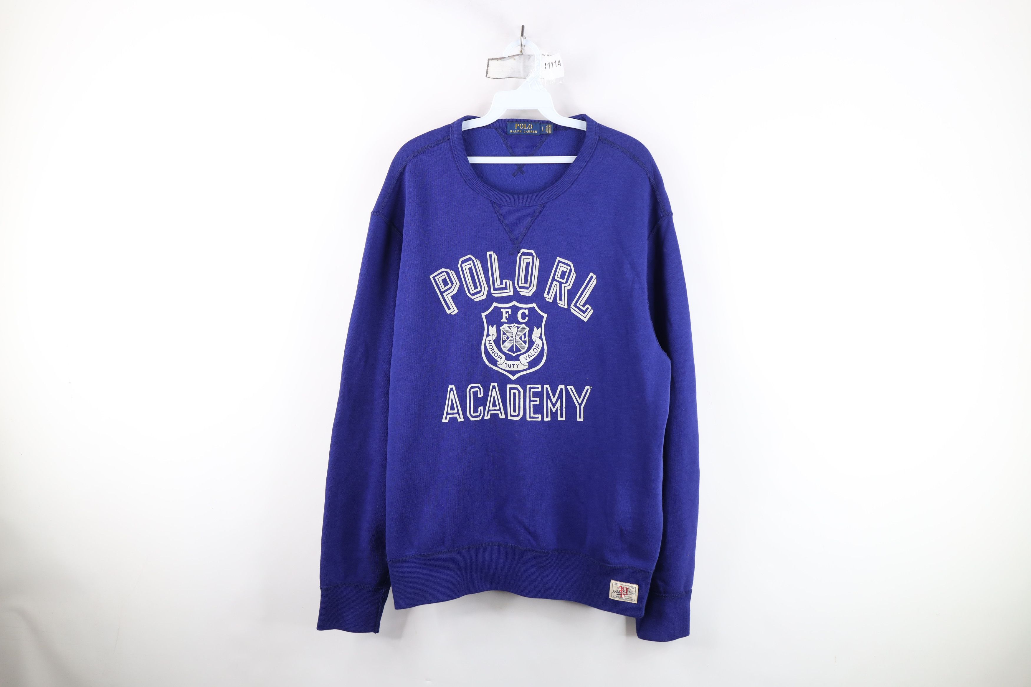 Ralph Lauren Vintage Ralph Lauren Academy Crest Crewneck Sweatshirt Blue Size US XL / EU 56 / 4 - 1 Thumbnail
