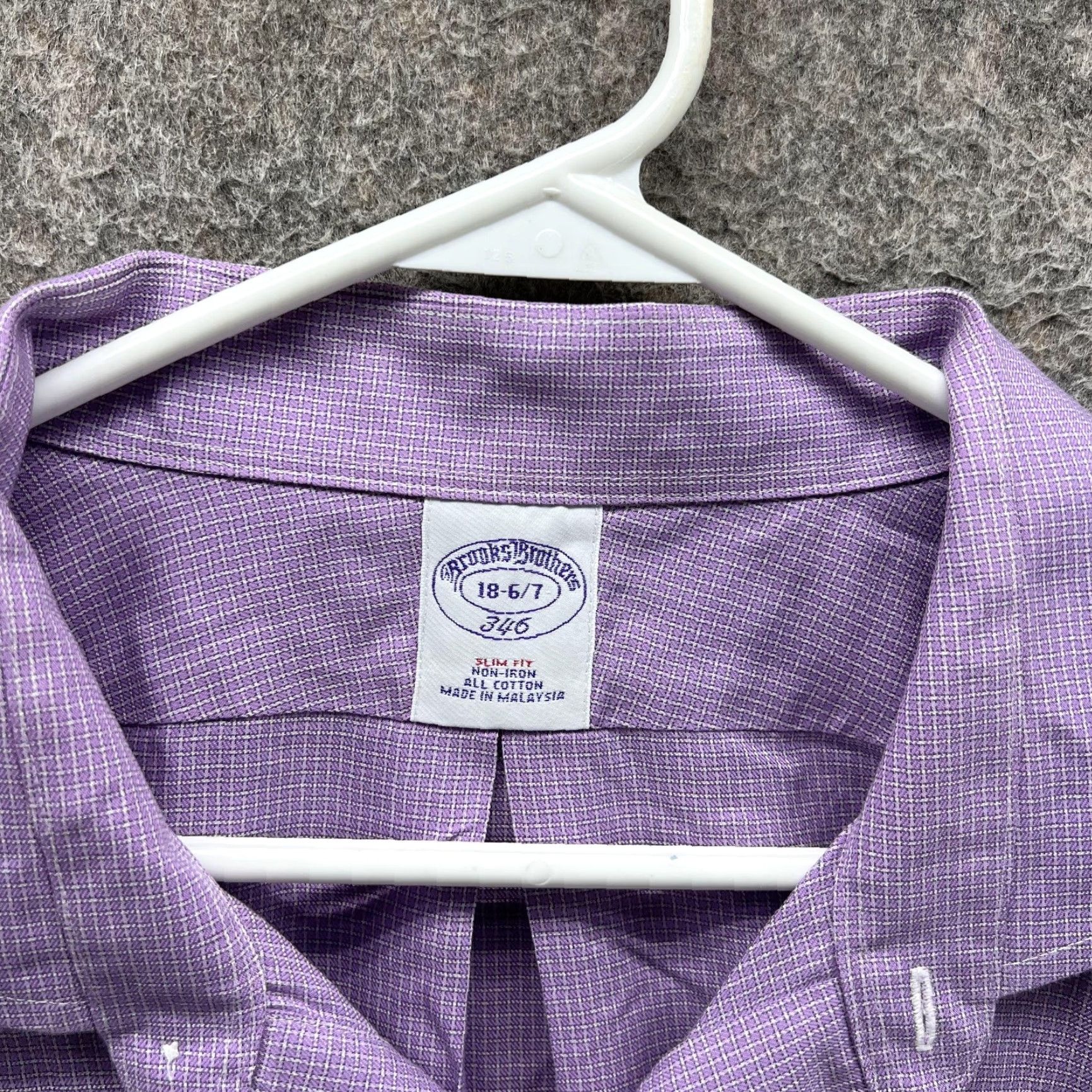 Brooks Brothers Brooks Brothers Dress Shirt Mens 18 6/7 Purple Check Slim Fit 346 Non Iron Shirt Mens 18 6/7 Purple Check Slim Fit 346 Non Iron Size 48R - 2 Thumbnail
