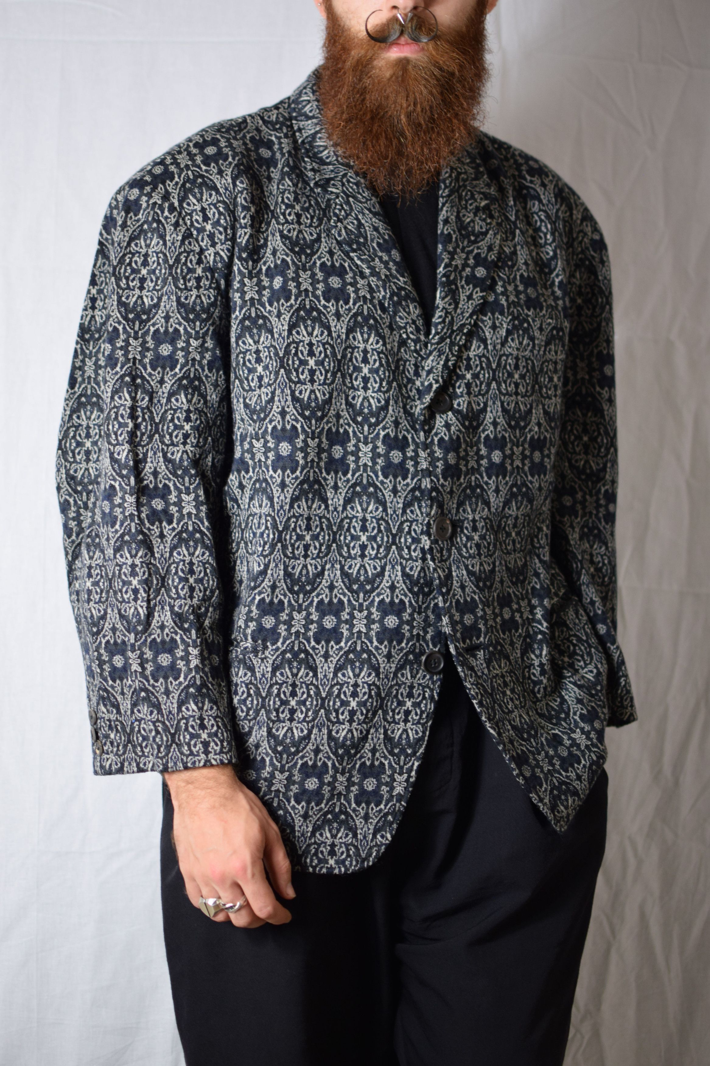 image of Yohji Yamamoto YYPH Archive Jacquard Blazer in Navy, Men's (Size 52R)