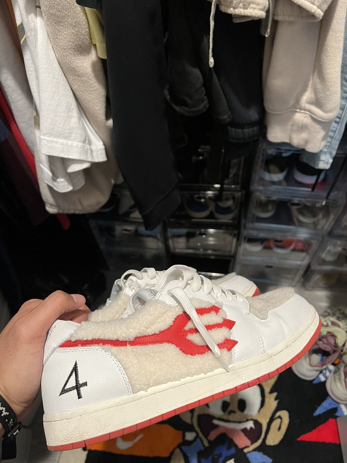 image of Pitch4Rk Sherpa Dunk Low Shoes in White, Men's (Size 12)