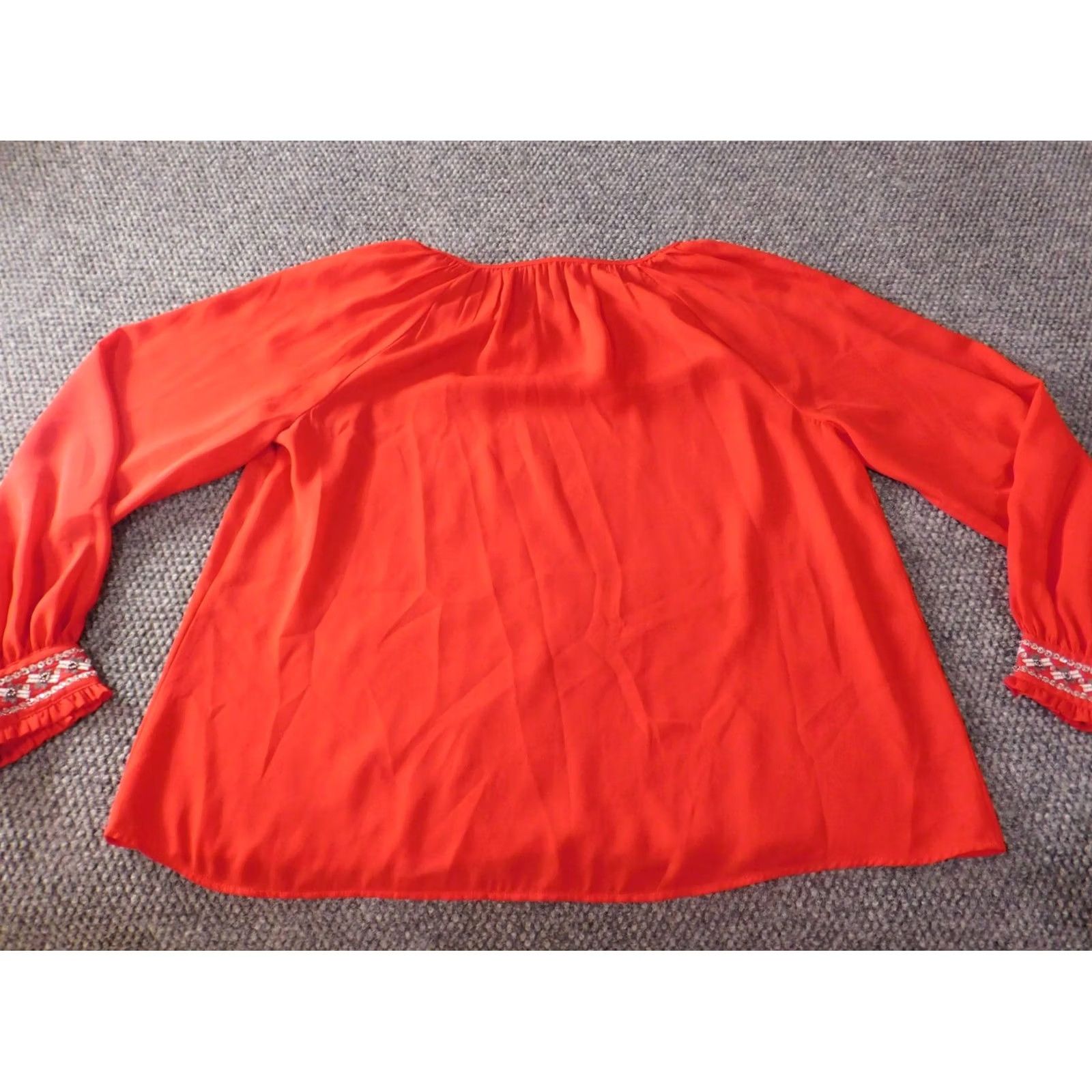 Vintage Crown & Ivy Blouse S Women Red Crew Neck Knit Cotton Rayon Solid Long Sleeve Casual Stretch Regular, Basic, Pullover, Basic Style Size S / US 4 / IT 40 - 7 Thumbnail