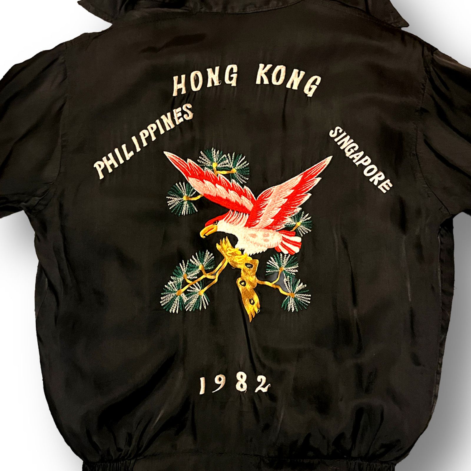 Vintage Vtg '82 Hong Kong Satin Embroidered Souvenir Tour Jacket Size US S / EU 44-46 / 1 - 3 Thumbnail