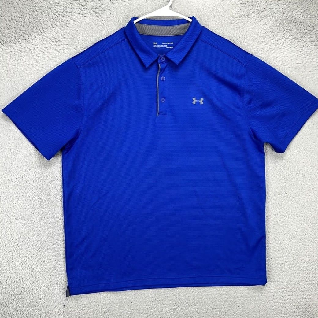 Under Armour Under Armour HeatGear Golf Polo Shirt Mens 2XL Blue Pinstripe Short Sleeve Collared Breathable Polo Shirt Golfing Rugby Outdoor Mens Size US XXL / EU 58 / 5 - 2 Thumbnail