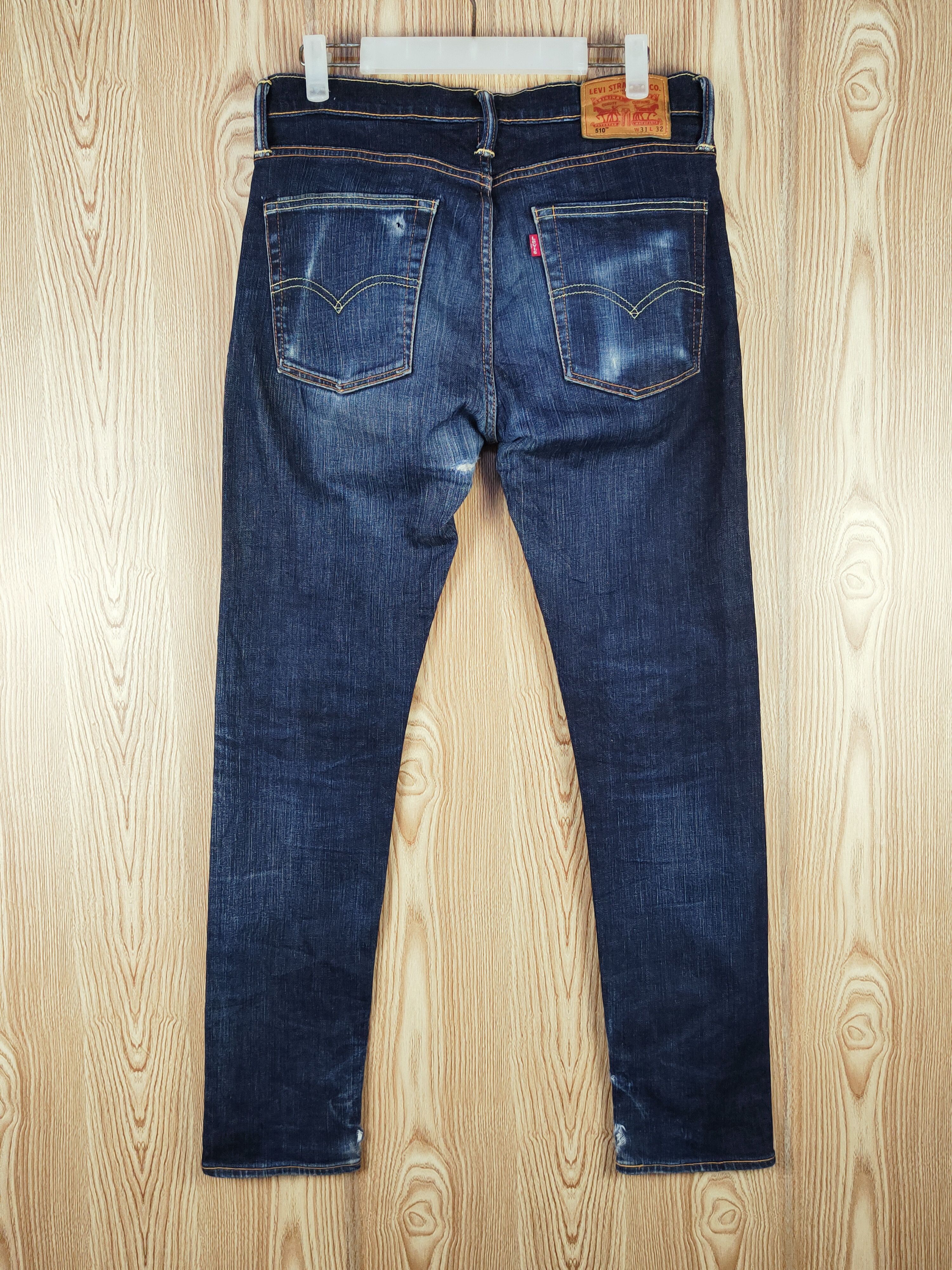 Levi's 510 Levi's Dark Blue Distressed Ripped Skinny Jeans #S2711 Size US 31 - 7 Thumbnail