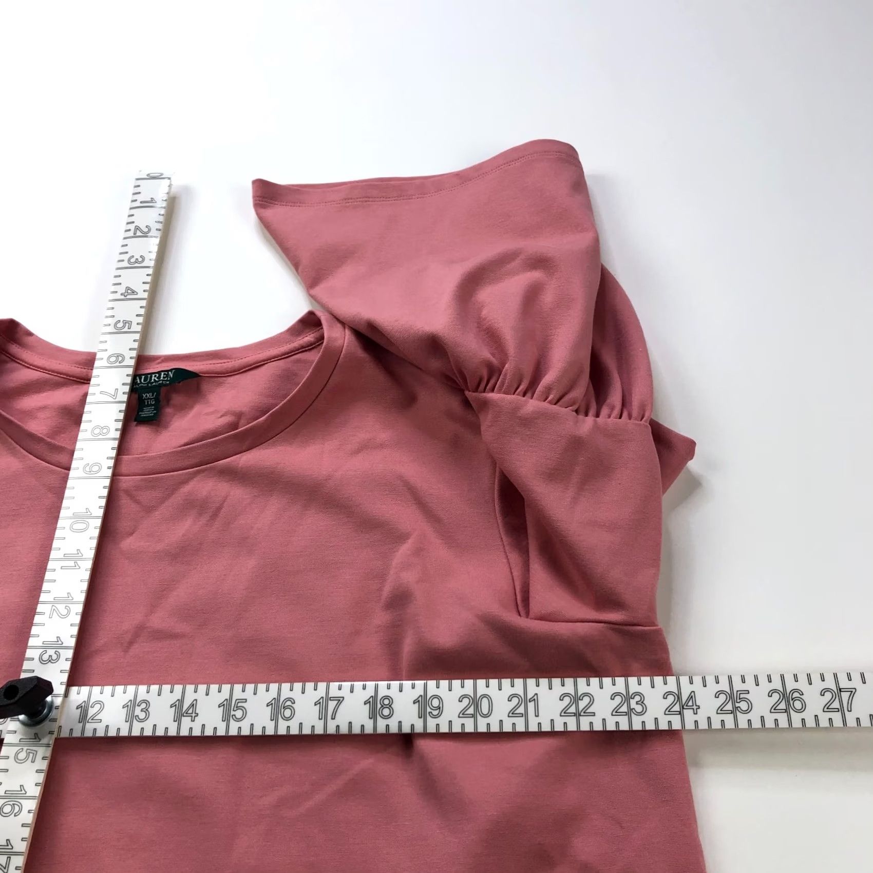 Ralph Lauren Lauren Ralph Lauren Blouse Shirt Viscose Nylon Pink XXL Bell Sleeve Pullover Top Women Regular Fit Crew Neck Casual Business Modern Classic Size XXL / US 16-18 / IT 52-54 - 5 Thumbnail