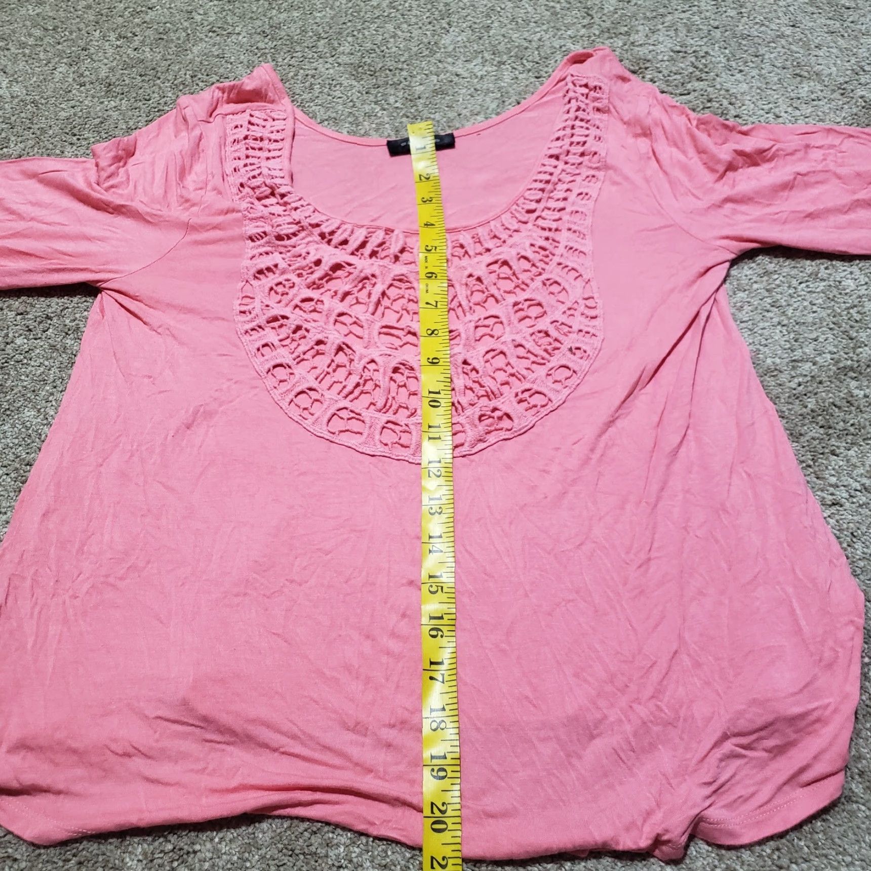 Pinko Spense Shirt Blouse Women's L Coral Crochet Tie- Neck Knit Flowy Tunic Casual Vintage: No Size L / US 10 / IT 46 - 6 Thumbnail