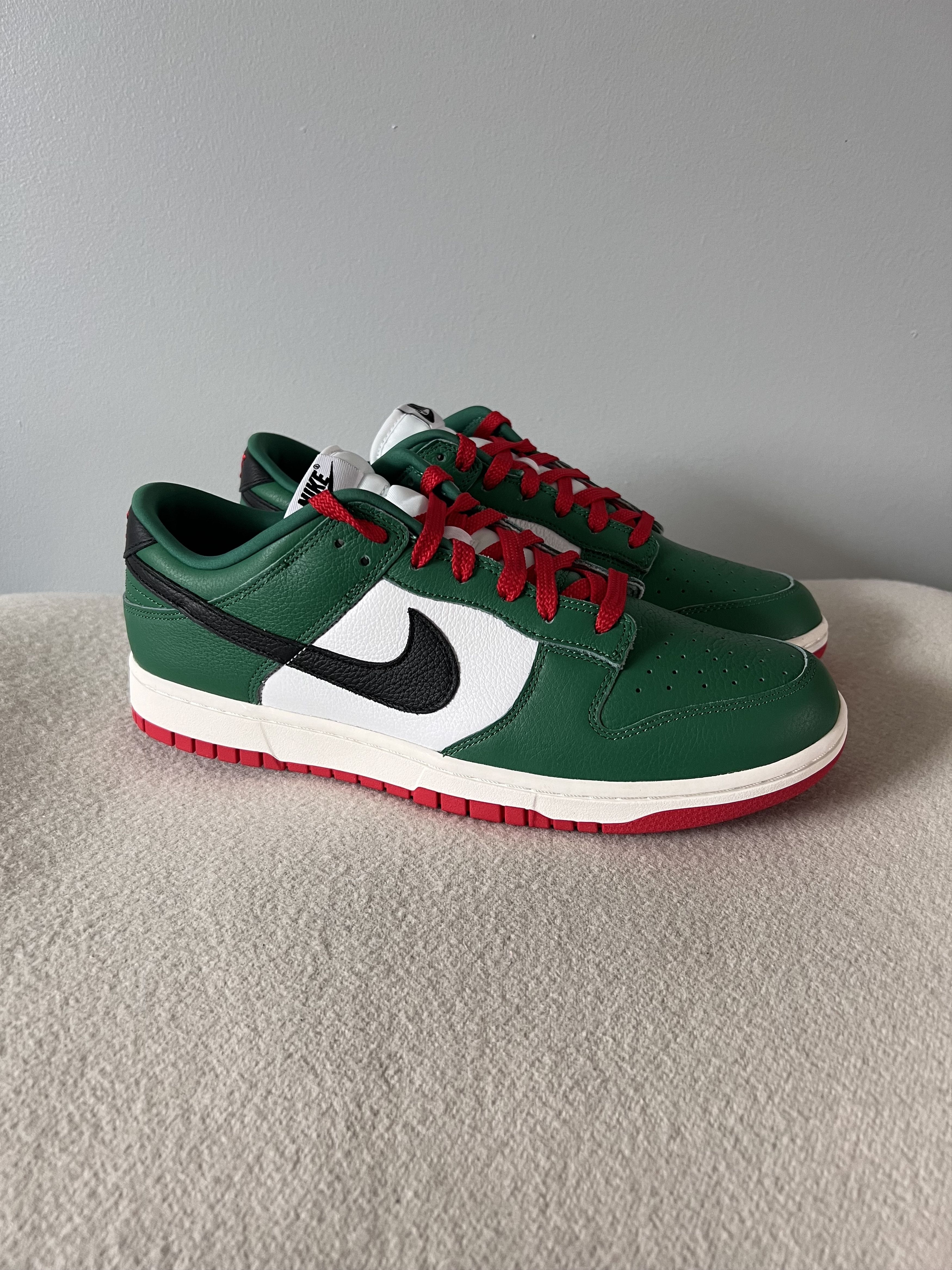 image of Nike By You Dunk Low In Green Red Shoes, Men's (Size 11)