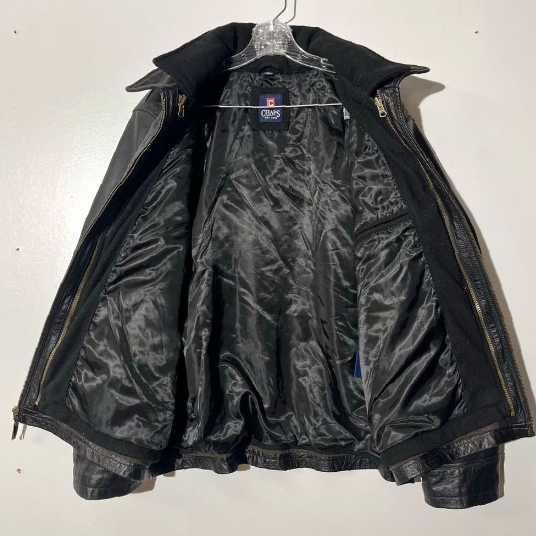 Chaps Chaps Black Leather Jacket Full Zip Men's XL Cop Style 100% Leather Full Zip 1978 Vintage? Size US XL / EU 56 / 4 - 3 Thumbnail