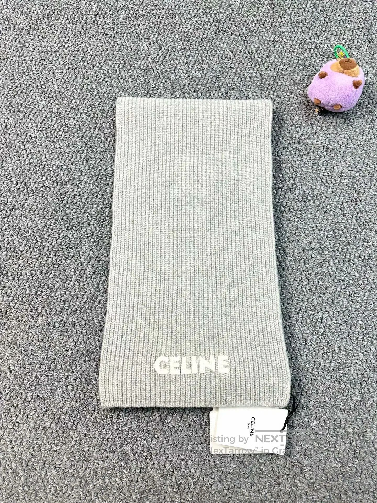 Celine CELINE Gray Letter Logo Wool Scarf| Size ONE SIZE - 2 Thumbnail
