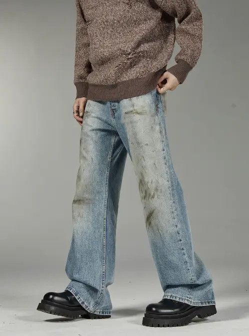 Japanese Brand VIBE American retro loose wide-leg straight distressed jeans Size US 32 / EU 48 - 5 Thumbnail