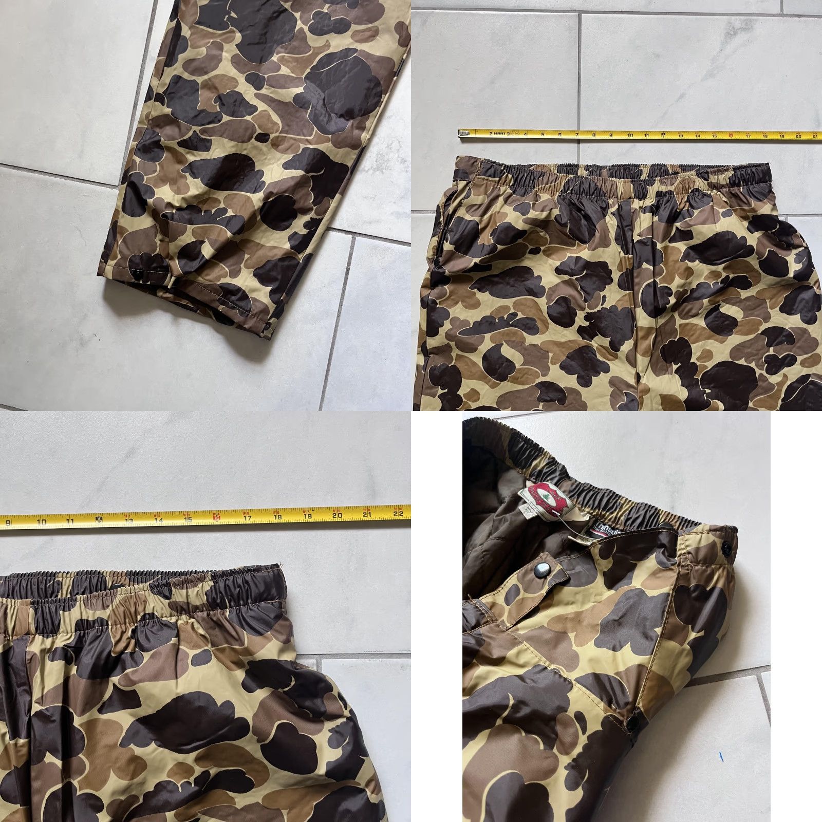 Vintage VINTAGE LL Bean Guide Suit Jacket Pants Set Mens Large 36x32 Camo Insulated Hood PVC Navy Brown Camouflage 2 Piece Notch Lapel Mens Size 42R - 10 Thumbnail