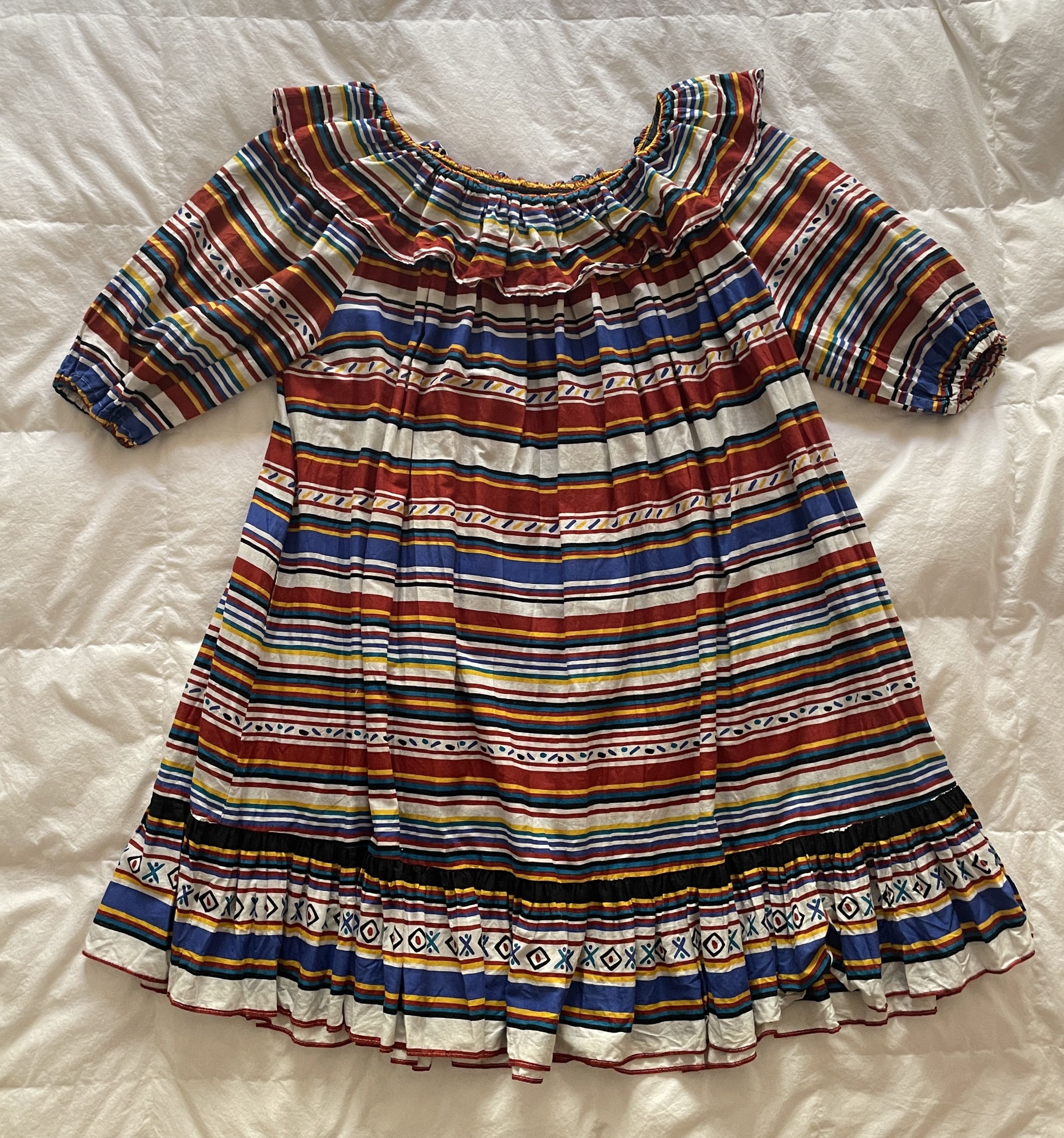 Image of Vintage 1980S Micmac Saint Tropez Stripe Off-Shoulder Dress, Women's