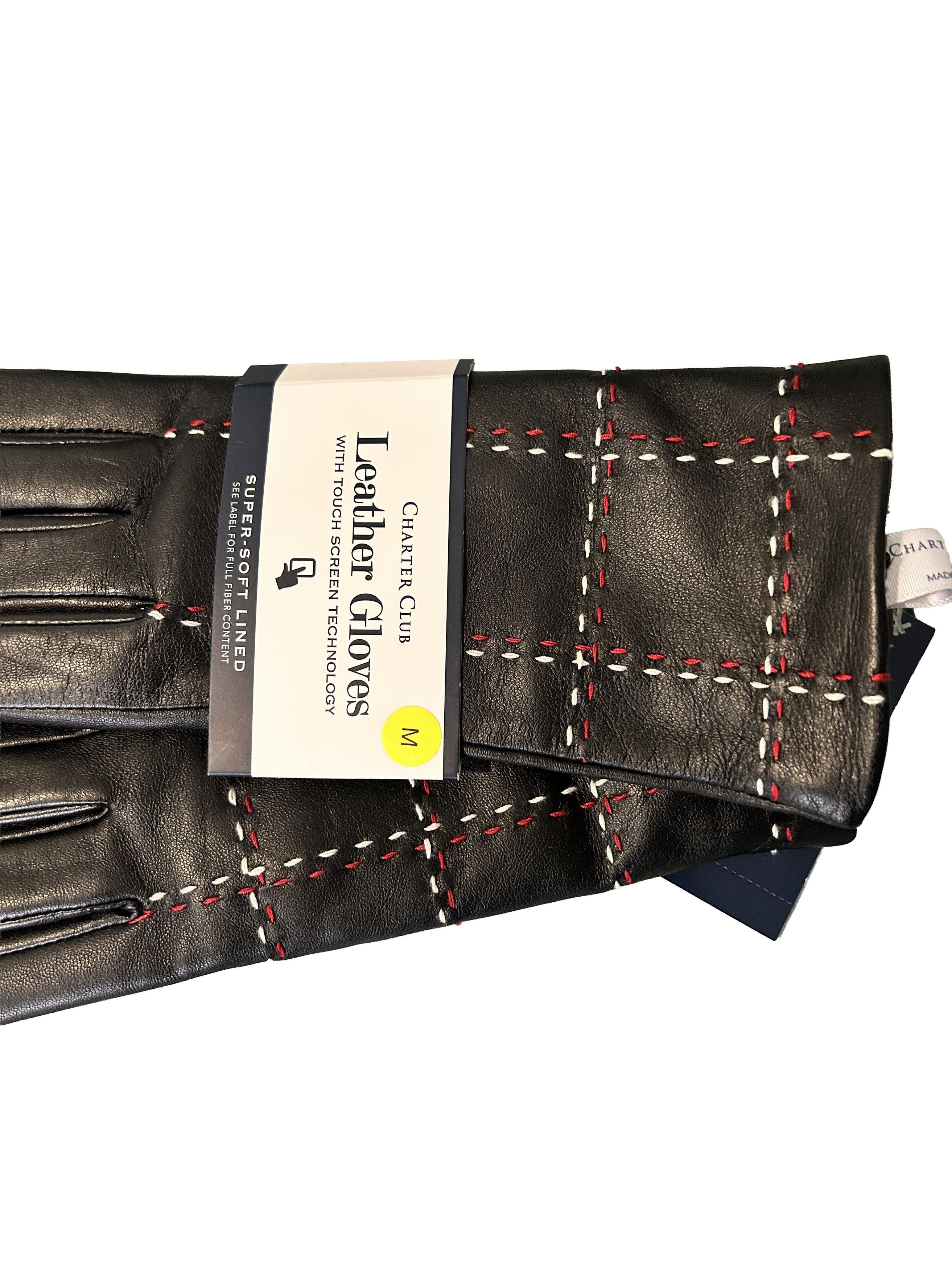 Charter Club (size M) Genuine Leather Touchscreen Gloves | Warm & Soft Size ONE SIZE - 2 Thumbnail