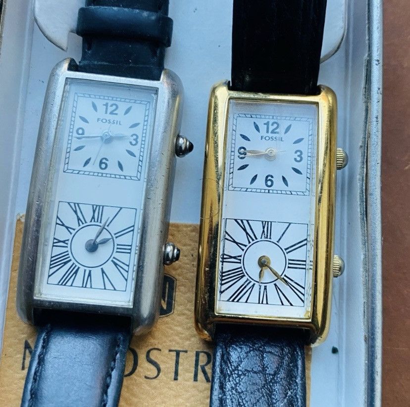 Fossil 1995 TWO DIAL ART DECO FOSSIL WATCH ES-8733 Size ONE SIZE - 6 Thumbnail