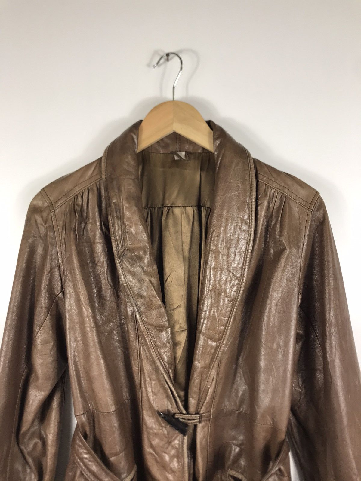 Genuine Leather ⚡️Vintage Duffle Leather Trench Coat Jacket Size M / US 6-8 / IT 42-44 - 4 Thumbnail
