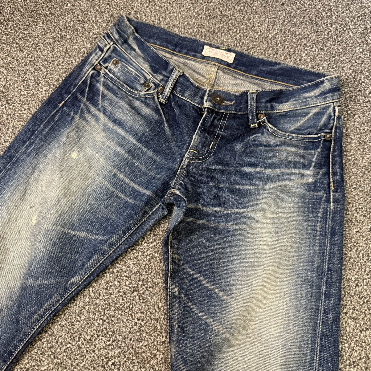 Beauty Beast 🔥🇯🇵 Vintage Japanese Selvedge Moussy Distressed Flared Denim Size 30" / US 8 / IT 44 - 3 Thumbnail