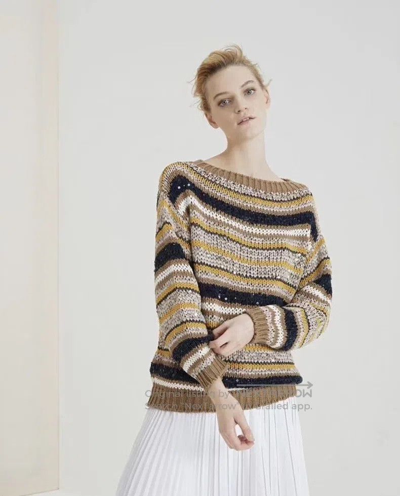 Brunello Cucinelli Brunello Cucinelli Sequined Knit Top - Cotton Blend Fabric Size S / US 4 / IT 40 - 1 Thumbnail