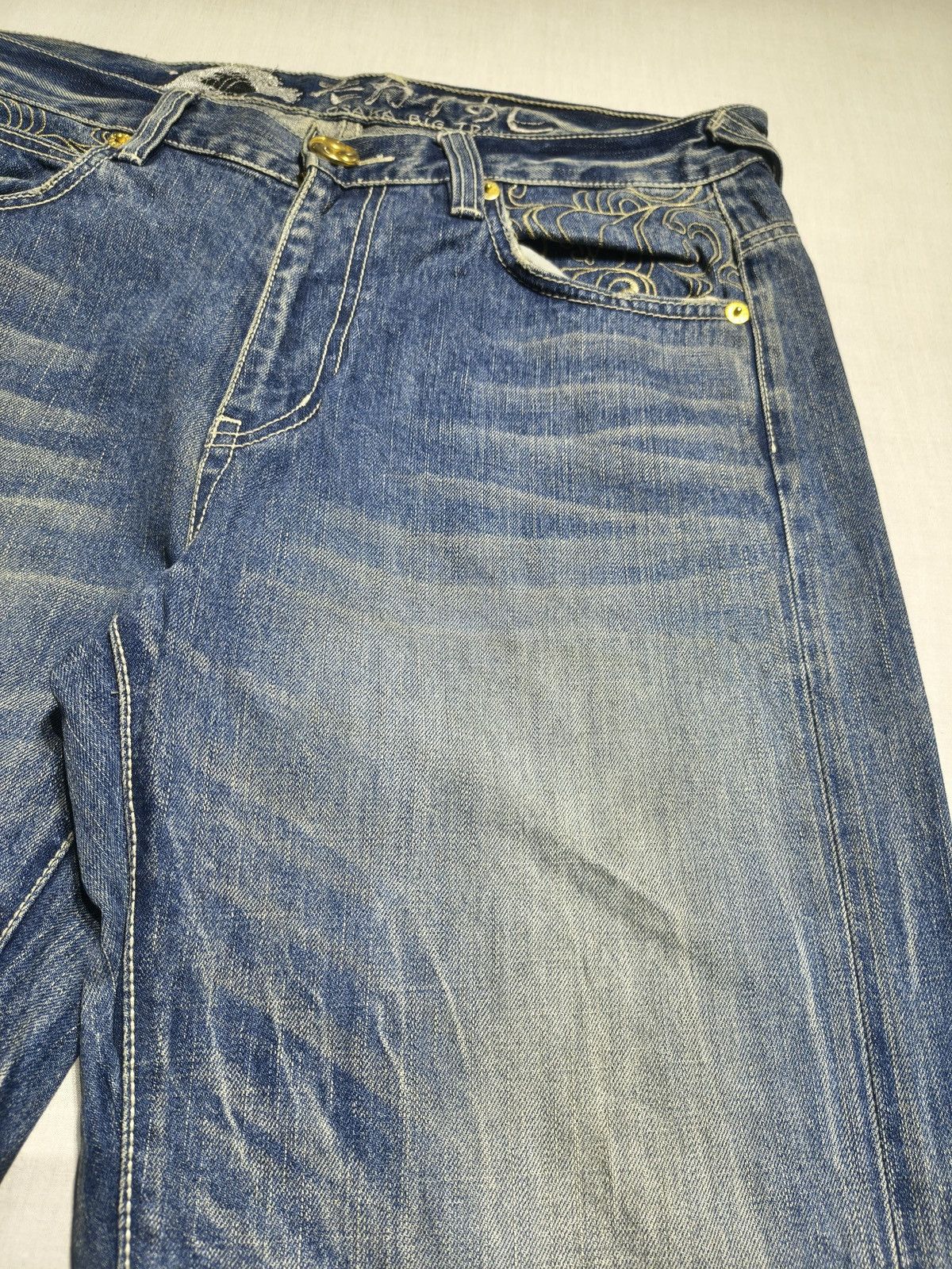 Japanese Brand Big Train Koi Fish Gold Embroidery y2k jeans (047) Size US 36 / EU 52 - 11 Thumbnail